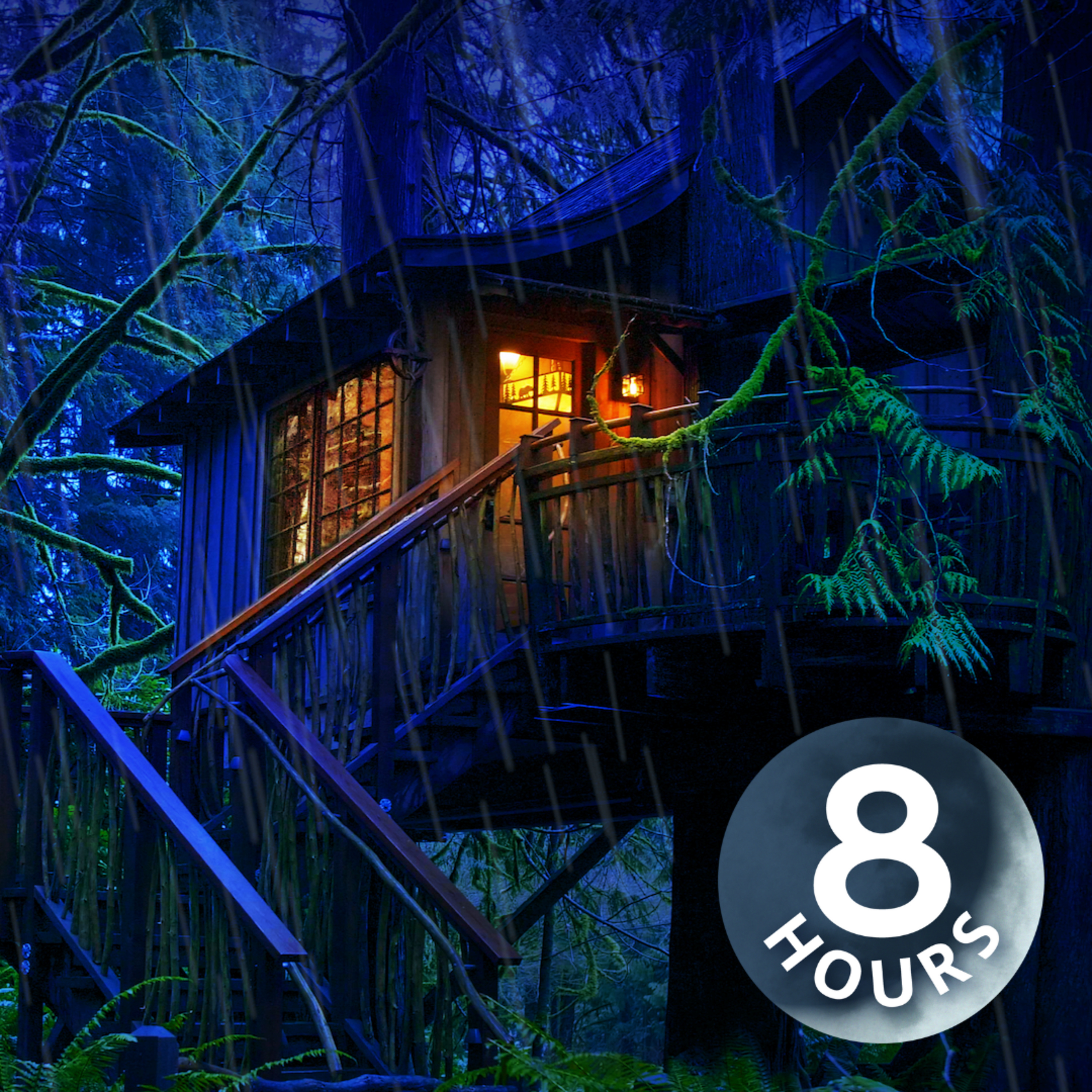Rainy Night in Enchanted Treehouse | Sleep to Forest Rain Sounds 8-Hour White Noise