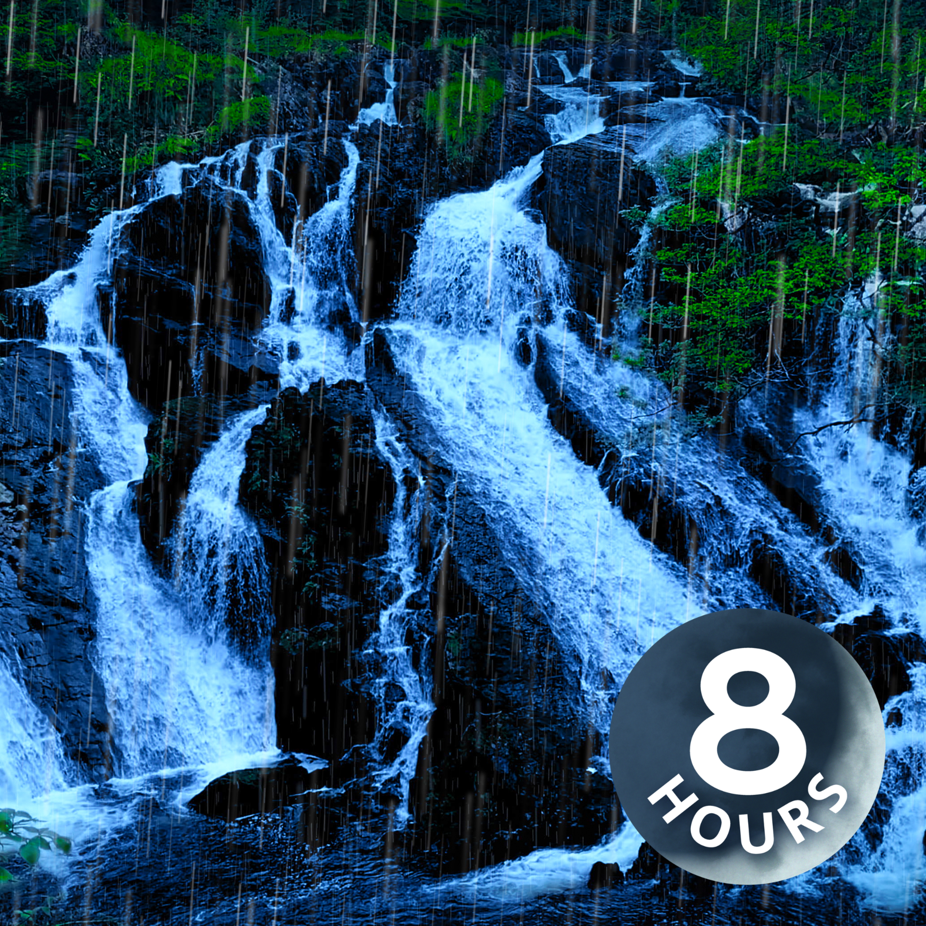 Waterfall & Rain Noise for Sleeping | 8 Hours