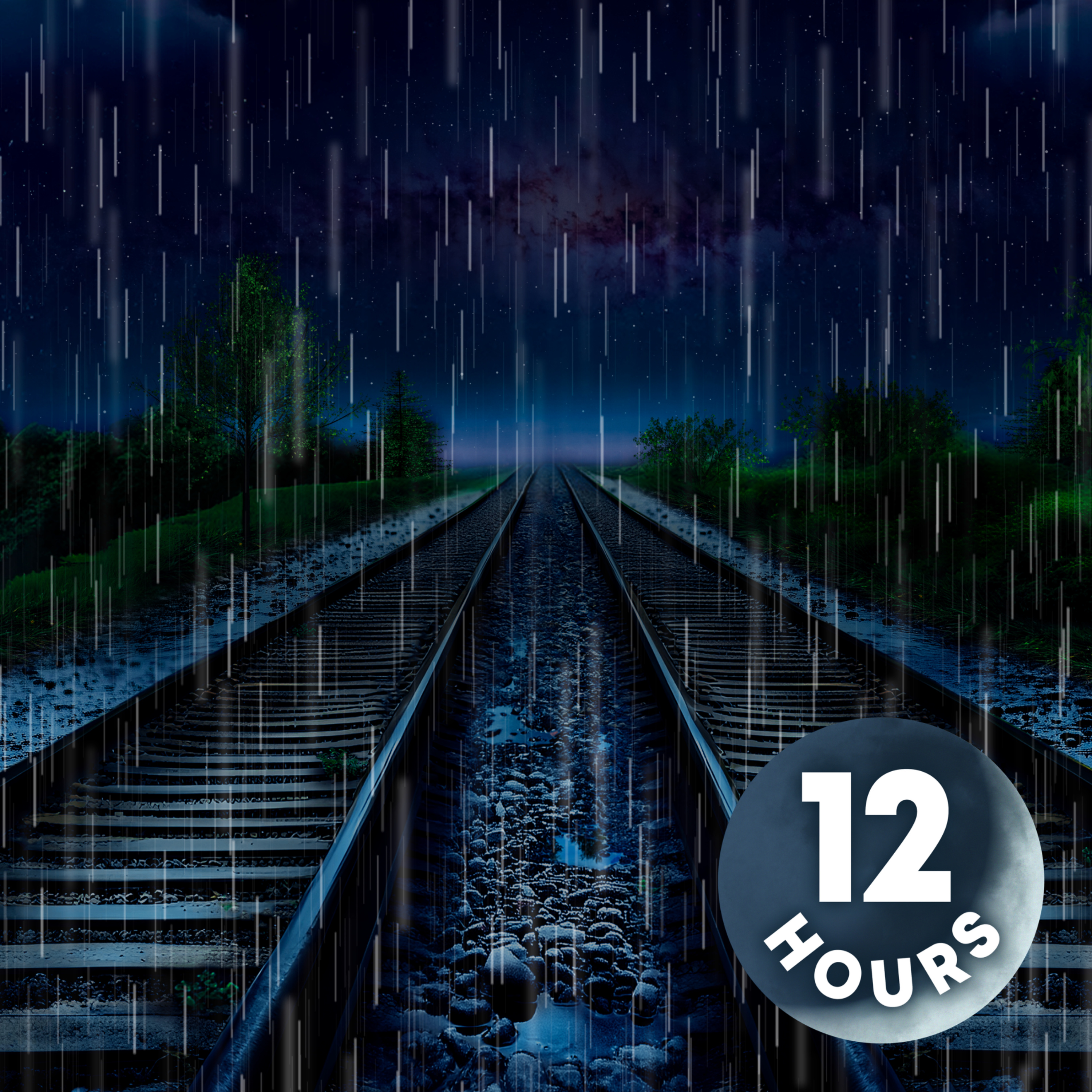 12 Hour Relaxing Rain & Thunder with Distant Train Sounds for Sleep