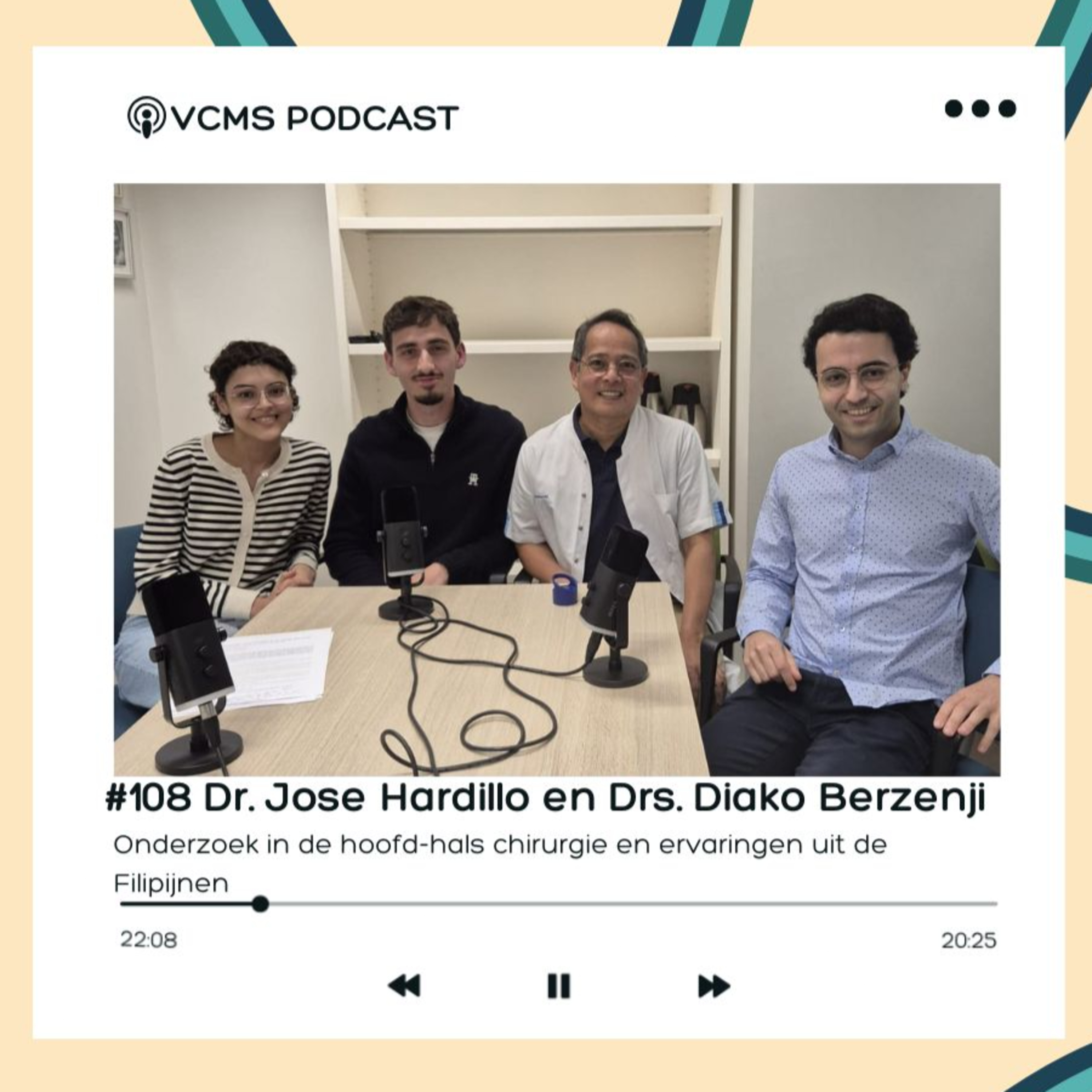 #108 - Onderzoek in de hoofd-halschirurgie en ervaringen uit de Filipijnen 🇵🇭 In gesprek met Dr. Jose Hardillo en Drs. Diako Berzenji 🎙️ episode artwork