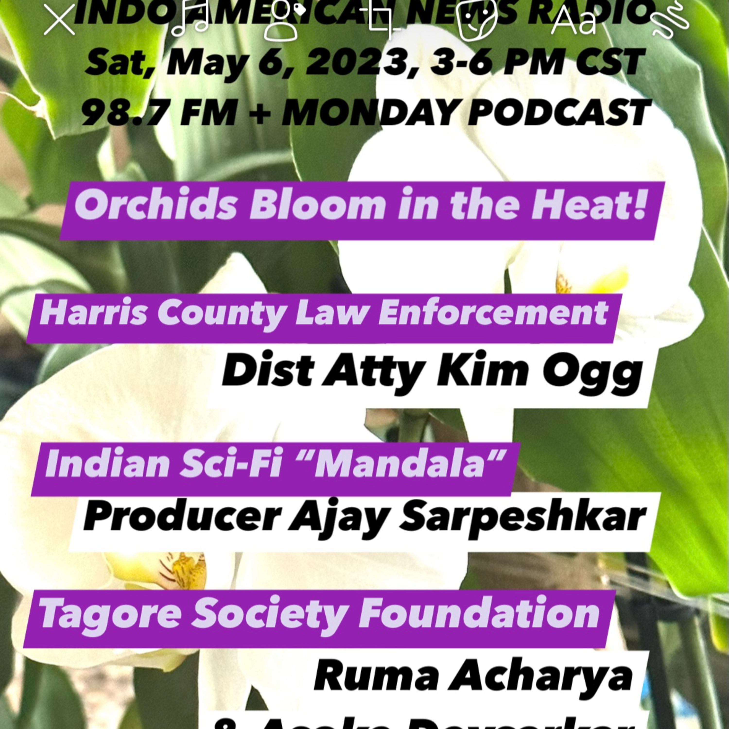 IANR 2318 050623 Harris County DA Kim Ogg on Law Enforcement; Mandala- the Film Producer-Director Ajay Sarpeshkar; Tagore Center Foundation founders Ruma Acharya & Asoke Deysarkar episode artwork