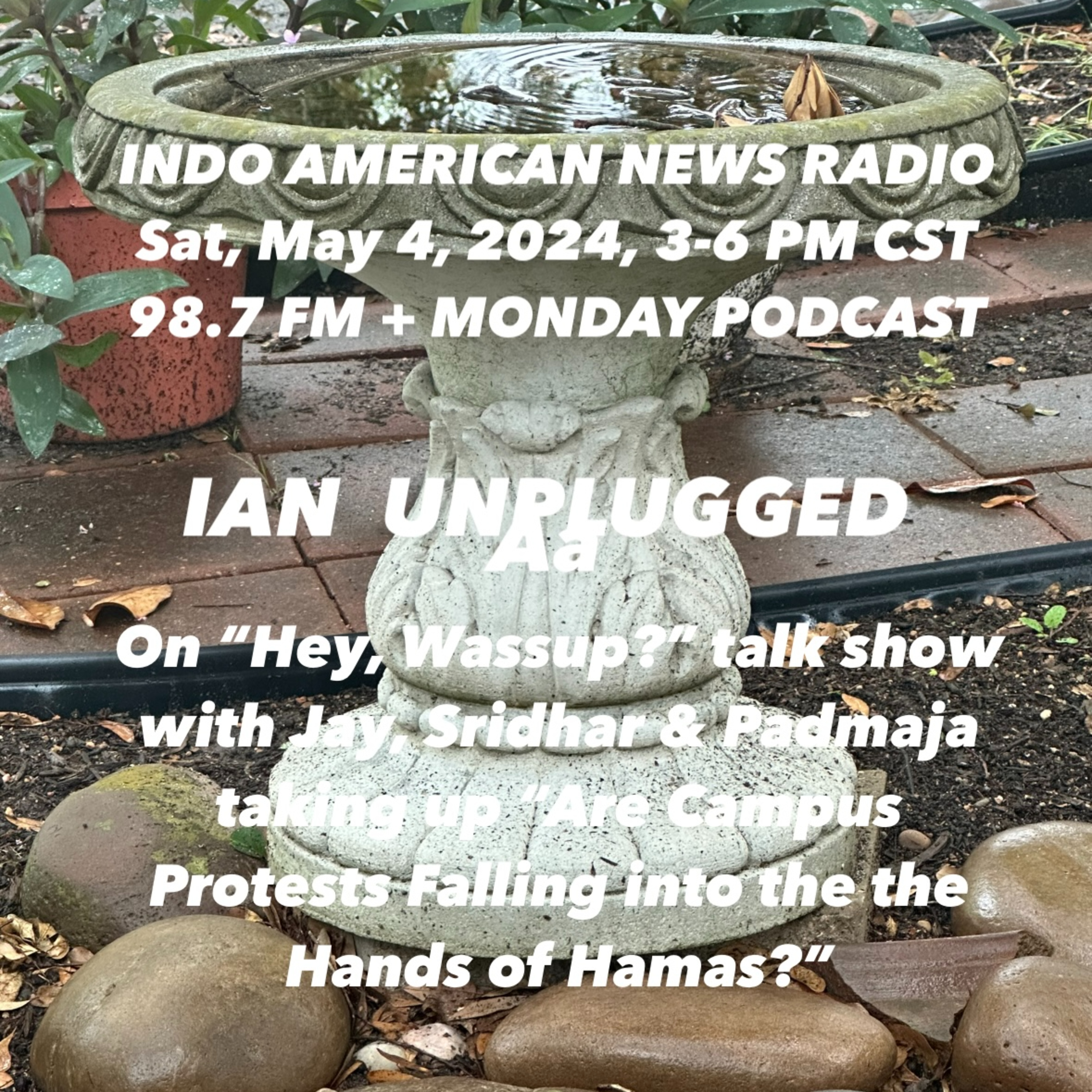 IAN Unplugged 2418 050424 On Hey Wassup, Jay, Padmaja & Sridhar discuss Are Campus Protests Falling into a Hamas Trap episode artwork