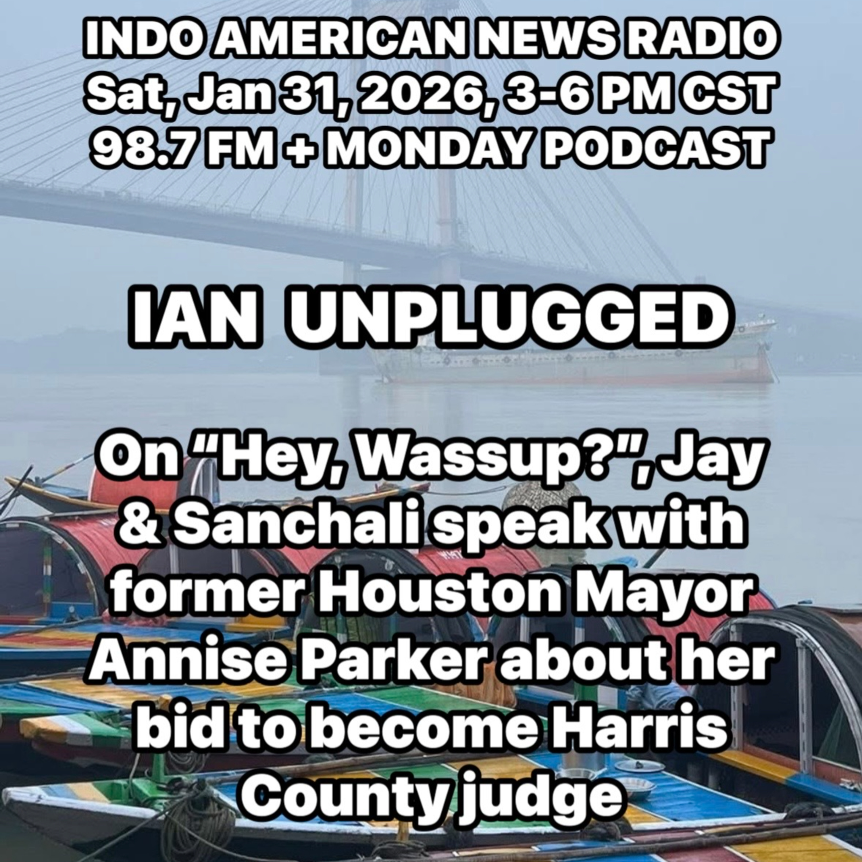 IAN Unplugged 2605 013126 On Hey Wassup Jay, Sanchali & Sridhar Kotha talk with former Houston Mayor Annise Parker about her campaign to become HC Commissioners Court Judge episode artwork