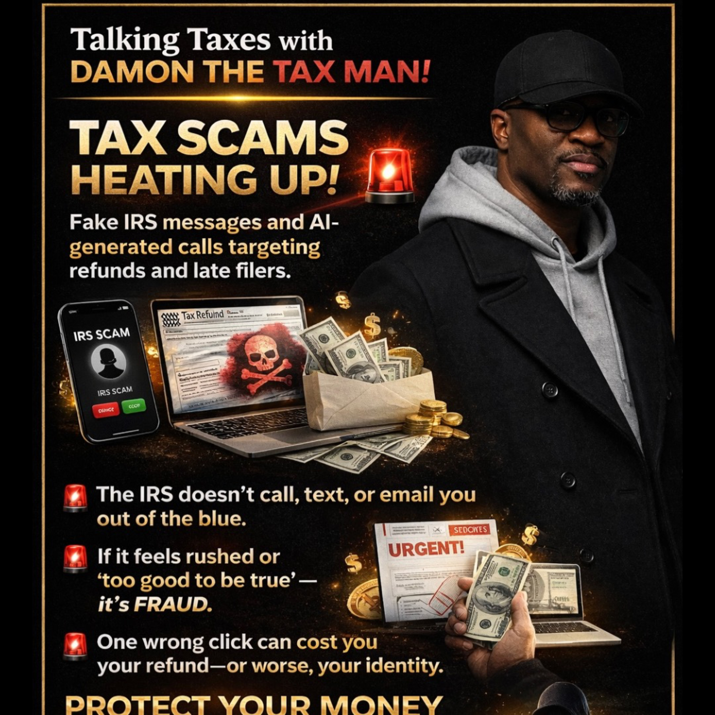 Tax scammers are out here working overtime—and they’re getting slick with it. — Get A Grip On Your Money with Damon Carr cover