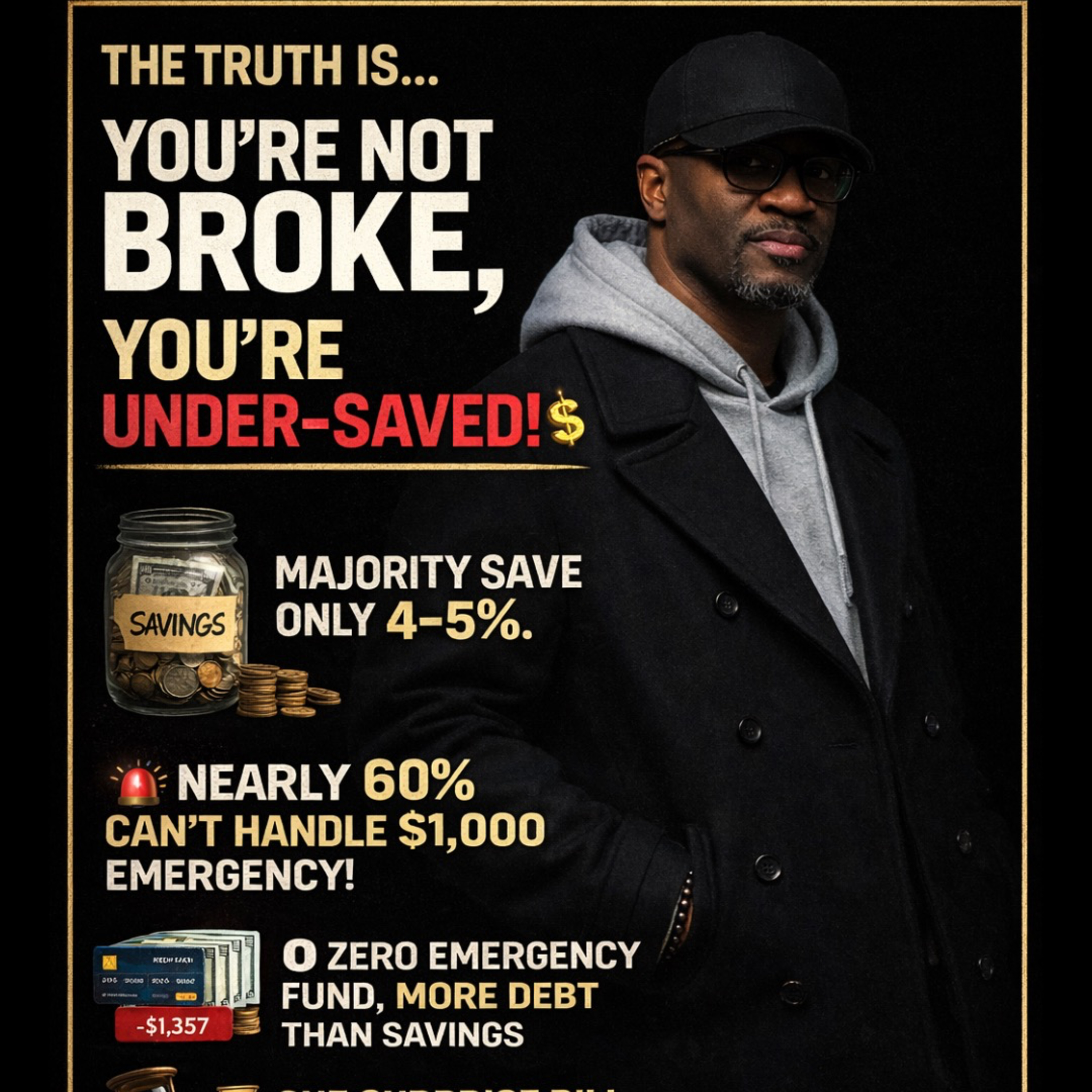 💰 Let’s keep it 💯—you’re not broke, you’re under-saved. Saving 4–5% ain’t cutting it. — Get A Grip On Your Money with Damon Carr cover