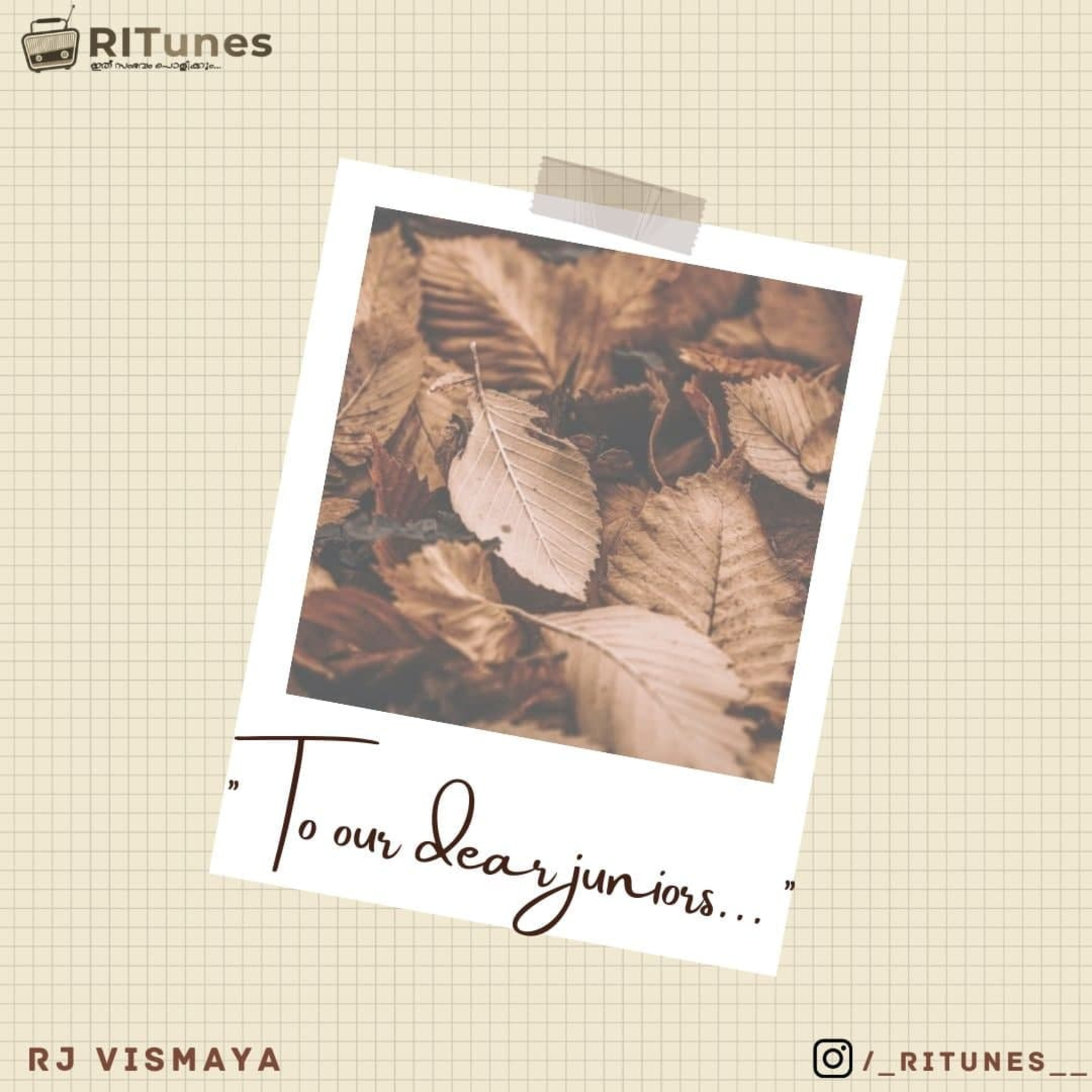"To our dear juniors..."|RJ Vismaya episode artwork