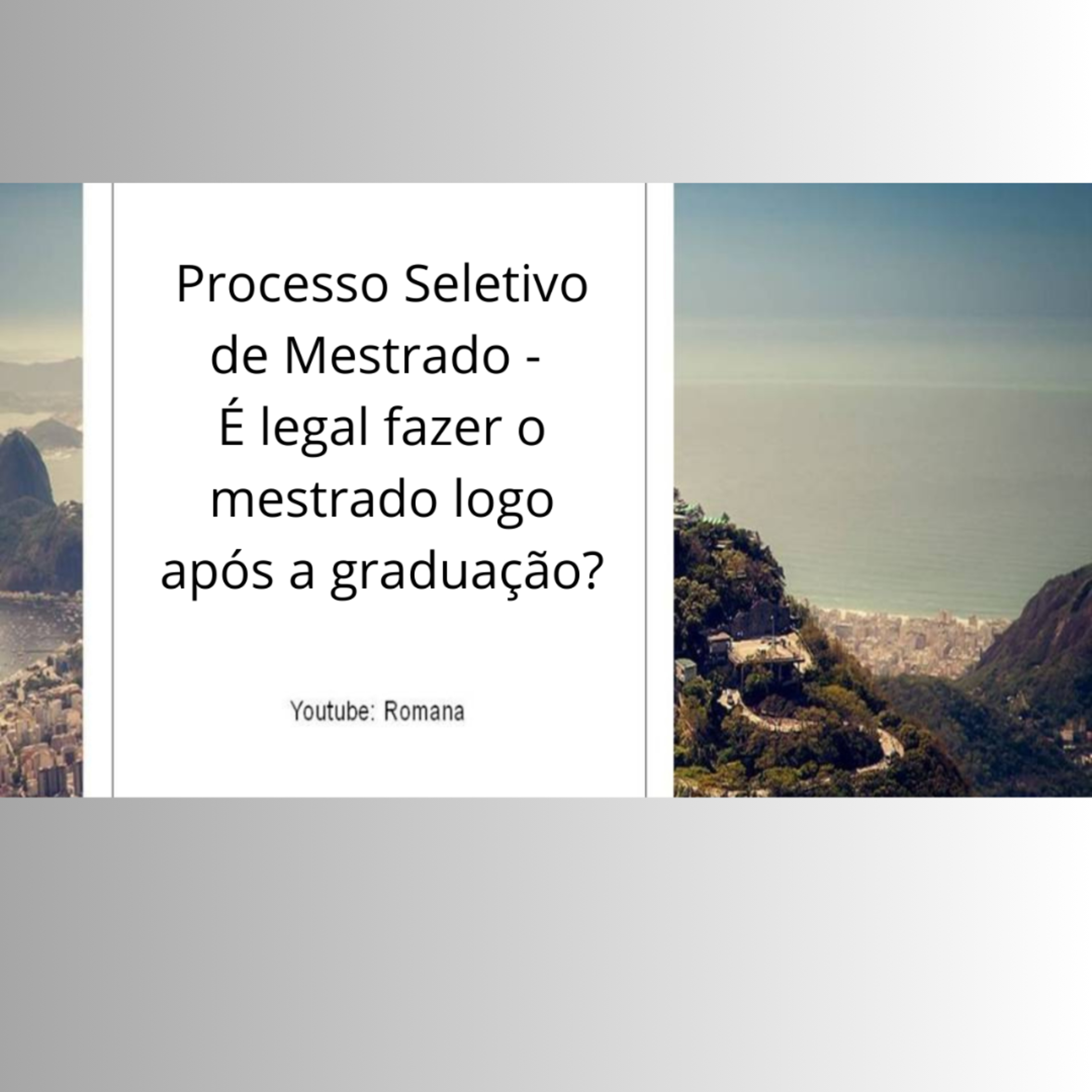 #Processo seletivo de mestrado - É legal fazer o mestrado logo após a graduação?