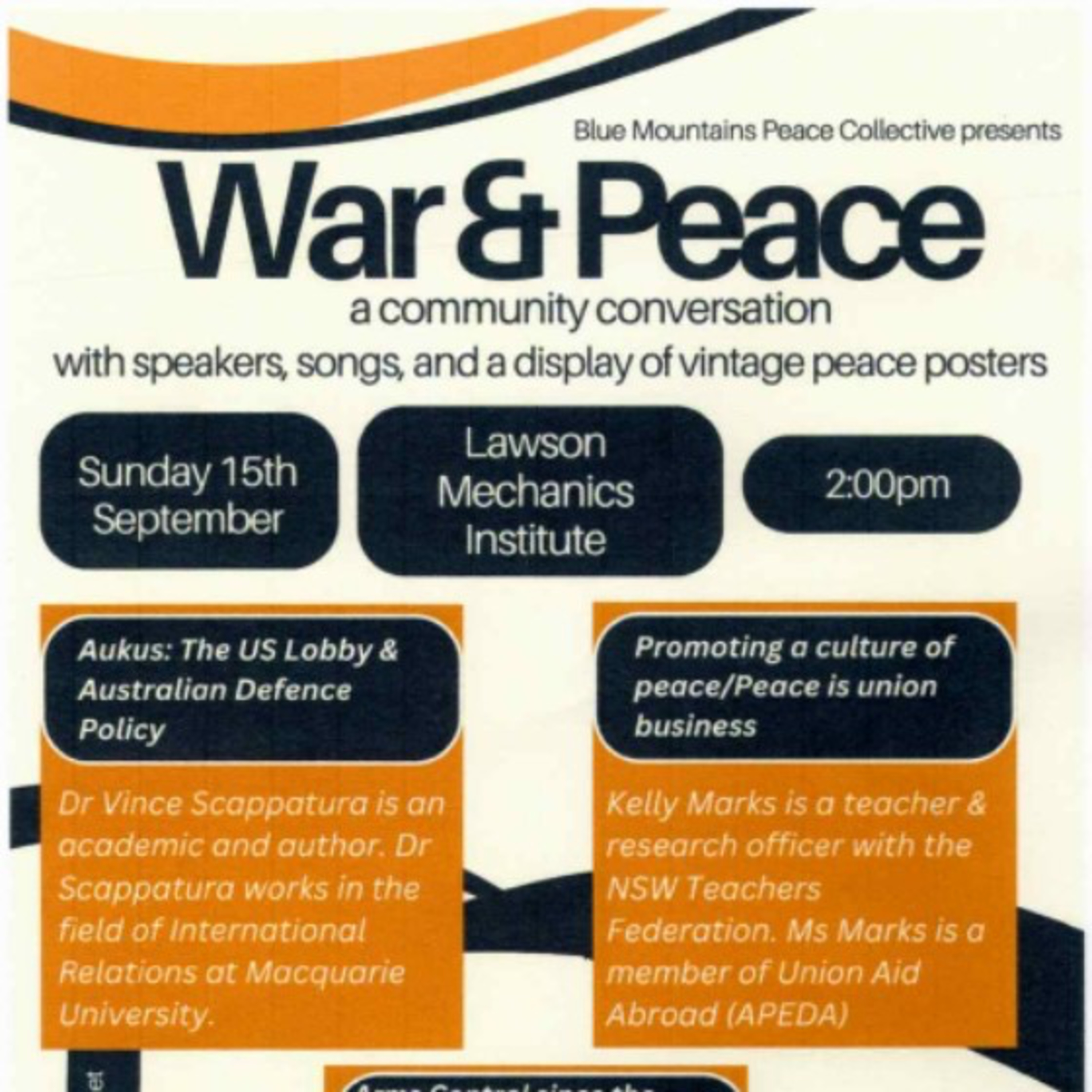 War & Peace a community conversation with Dr Vince Scappatura