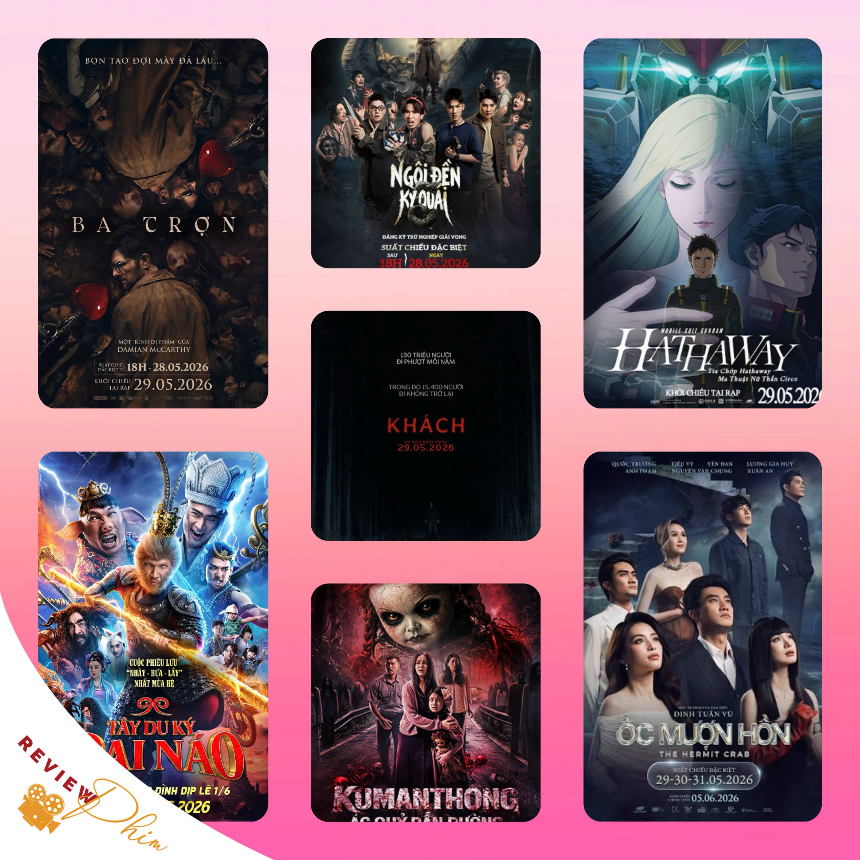Review phim: ỐC MƯỢN HỒN, BA TRỢN, TÂY DU KÝ ĐẠI NÁO, NGÔI ĐỀN KỲ QUÁI 5, KHÁCH, KUMANTHONG - ÁC QUỶ DẪN ĐƯỜNG và MOBILE SUIT GUNDAM TIA CHỚP HATHAWAY MA THUẬT NỮ THẦN CIRCE episode artwork
