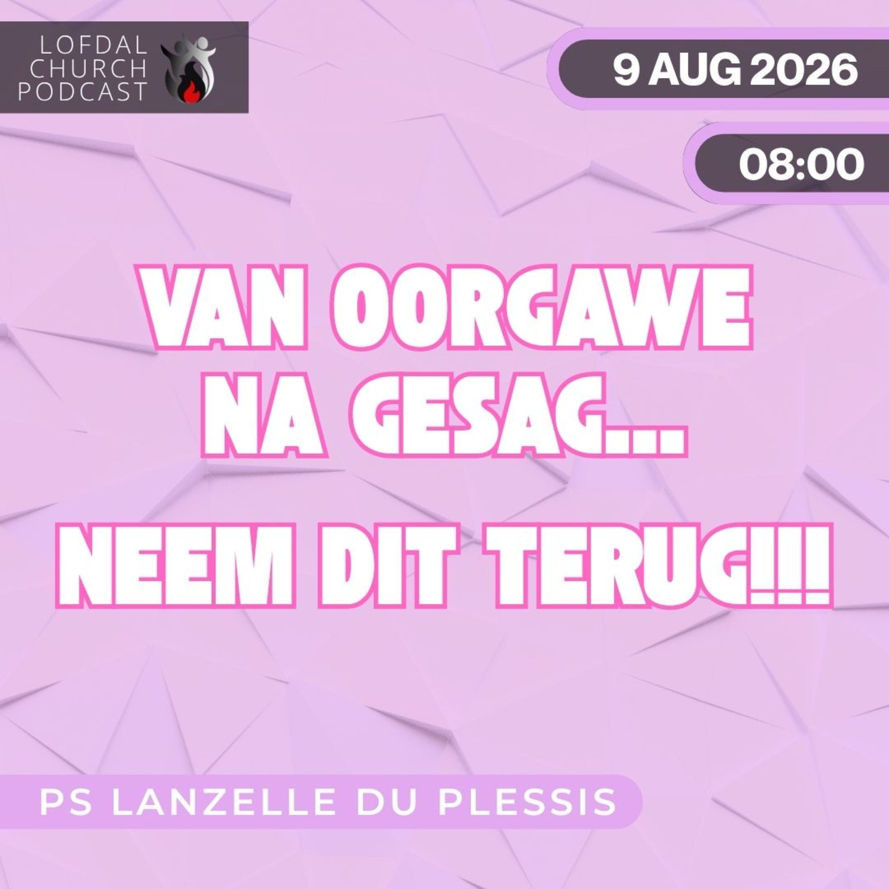 Sondag Oggenddiens | 9 Augustus 2026
