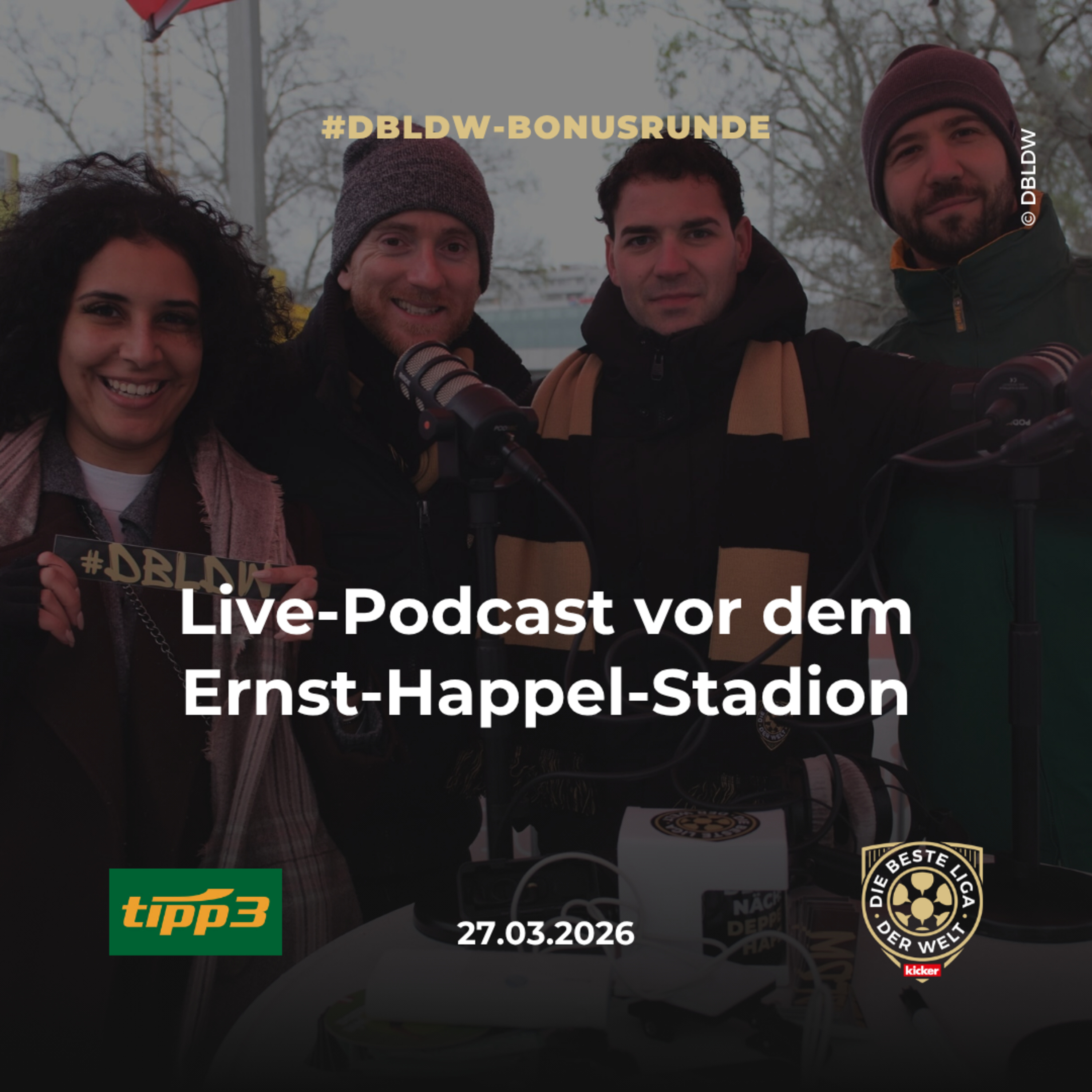 Live-Podcast vor dem Ernst-Happel-Stadion / dbldw-Bonusrunde