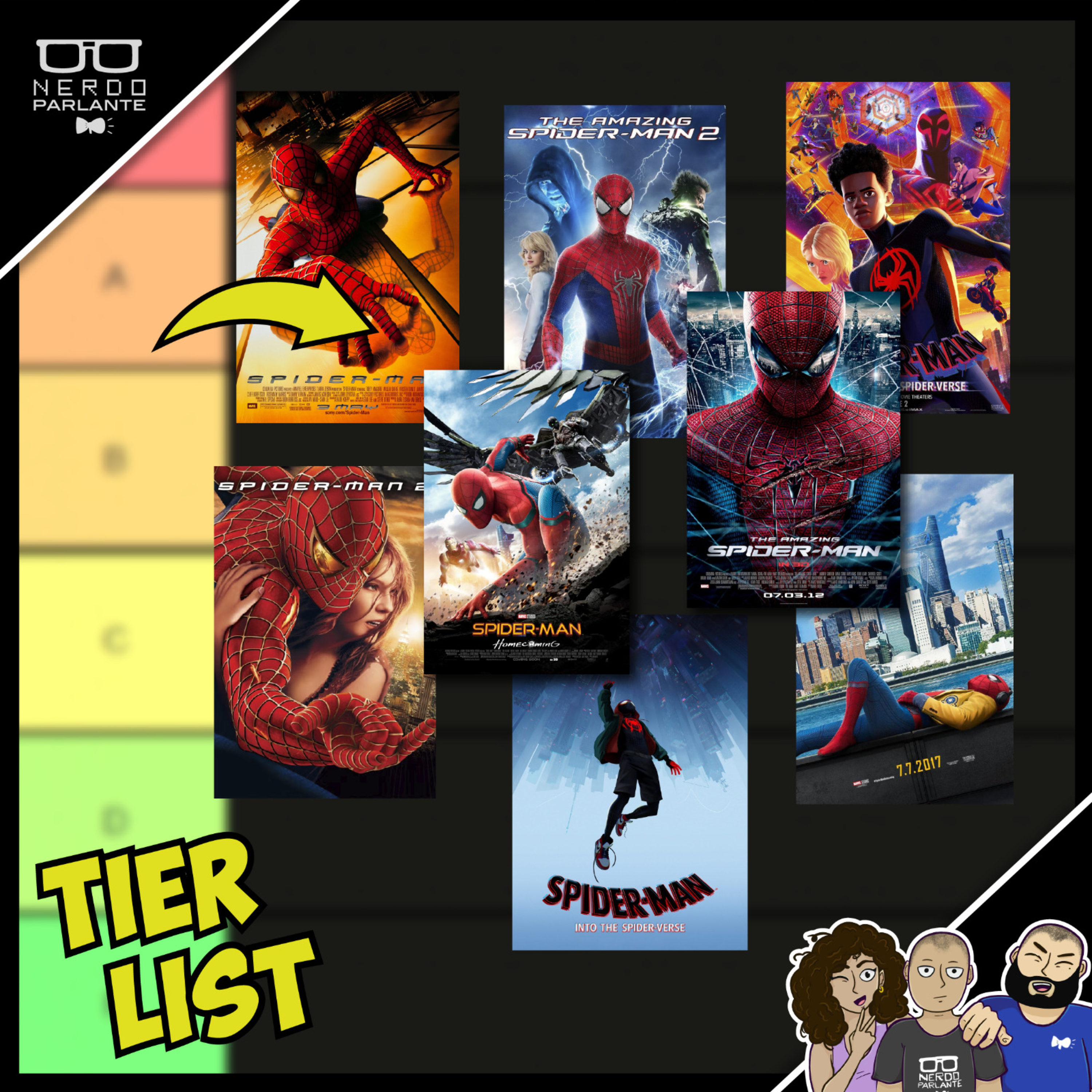 Spiderman movies tier list episode artwork