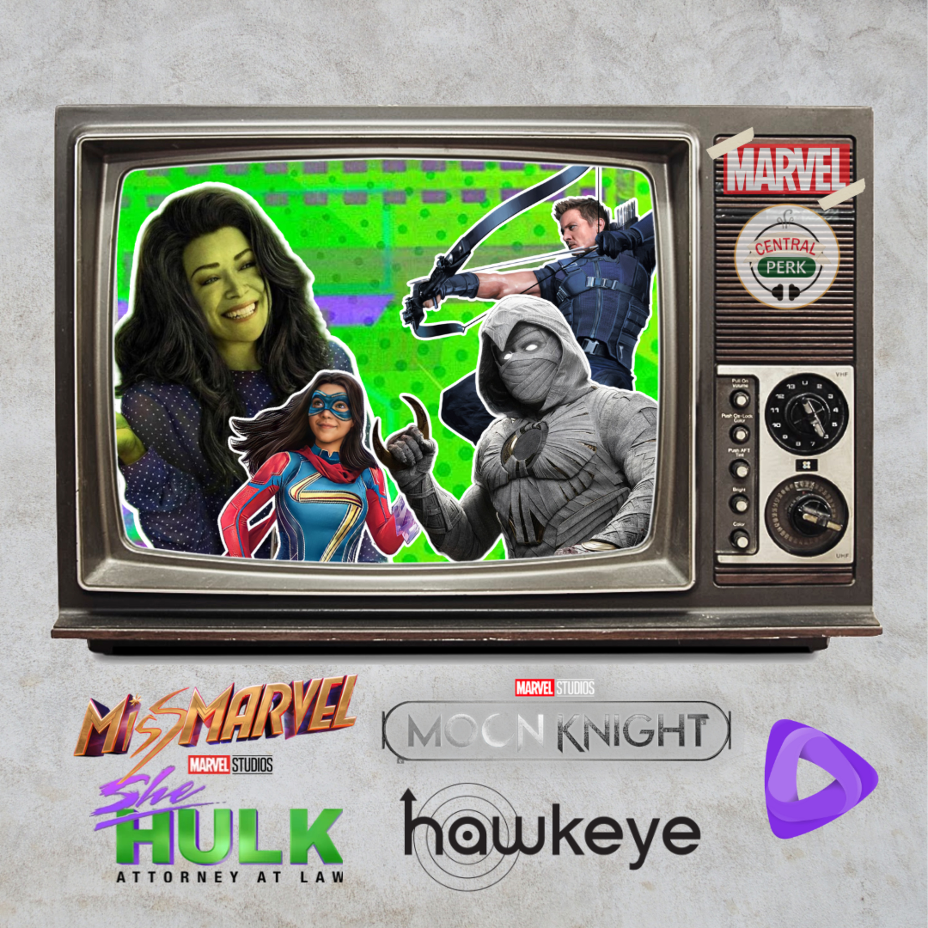 ESPECIAL MARVEL: Hawkeye, Moon Knight, Ms. Marvel e She-Hulk episode artwork