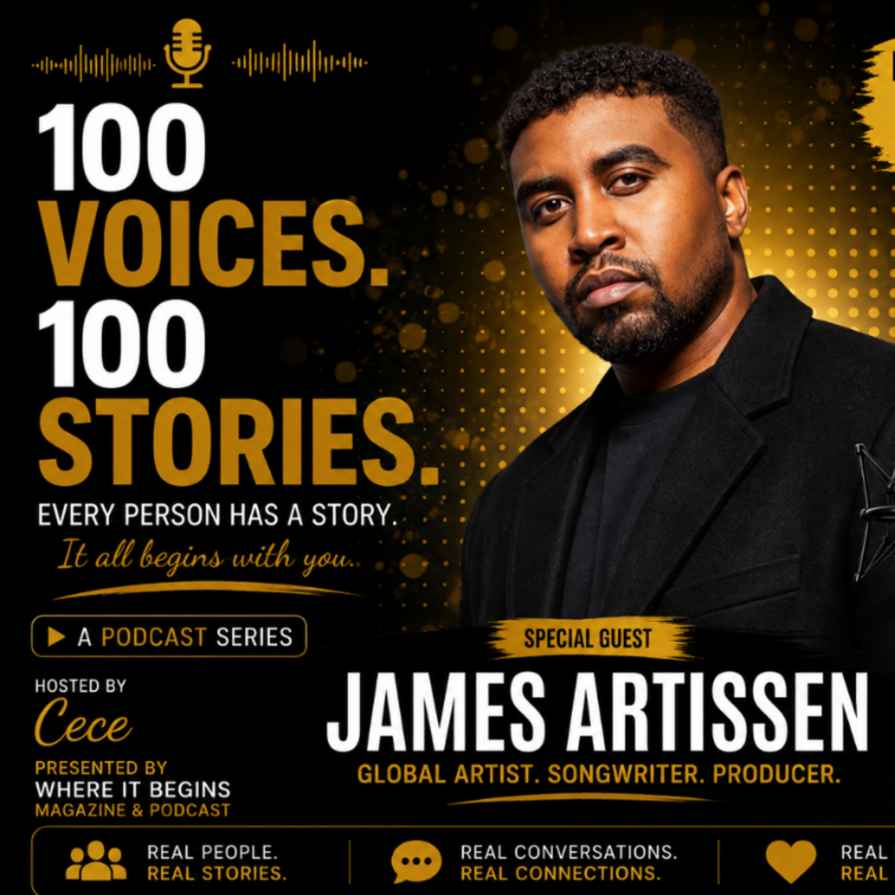 James Artissen, a global artist, songwriter, and producer | Episode 015 | 100 Voices | 100 Stories episode artwork
