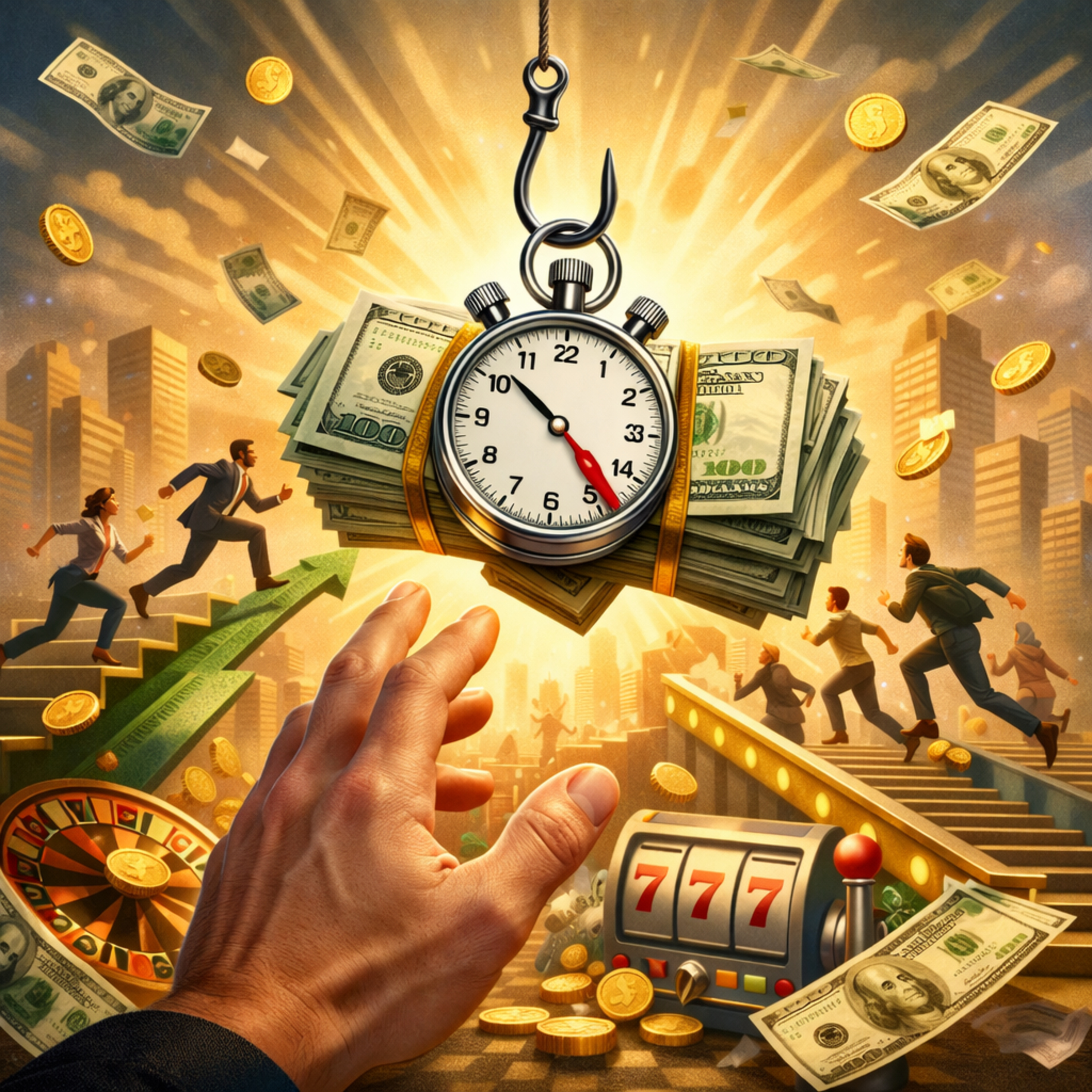 Create an innovative image in 1:1 ratio of Easy & quick money are the aspirations of many people. episode artwork