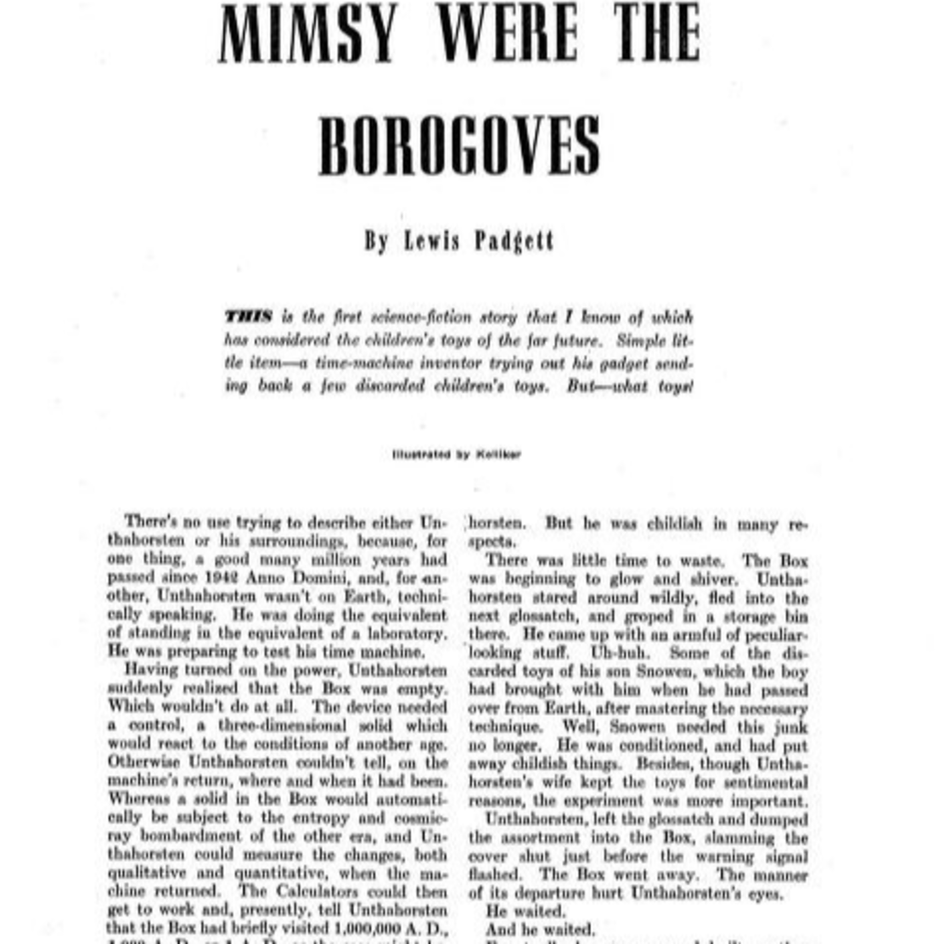 Episode #156 SF Hall of Fame #8 Mimsy Were the Borogoves by Lewis Padgett w/ Cora Buhlert & Brian Collins episode artwork