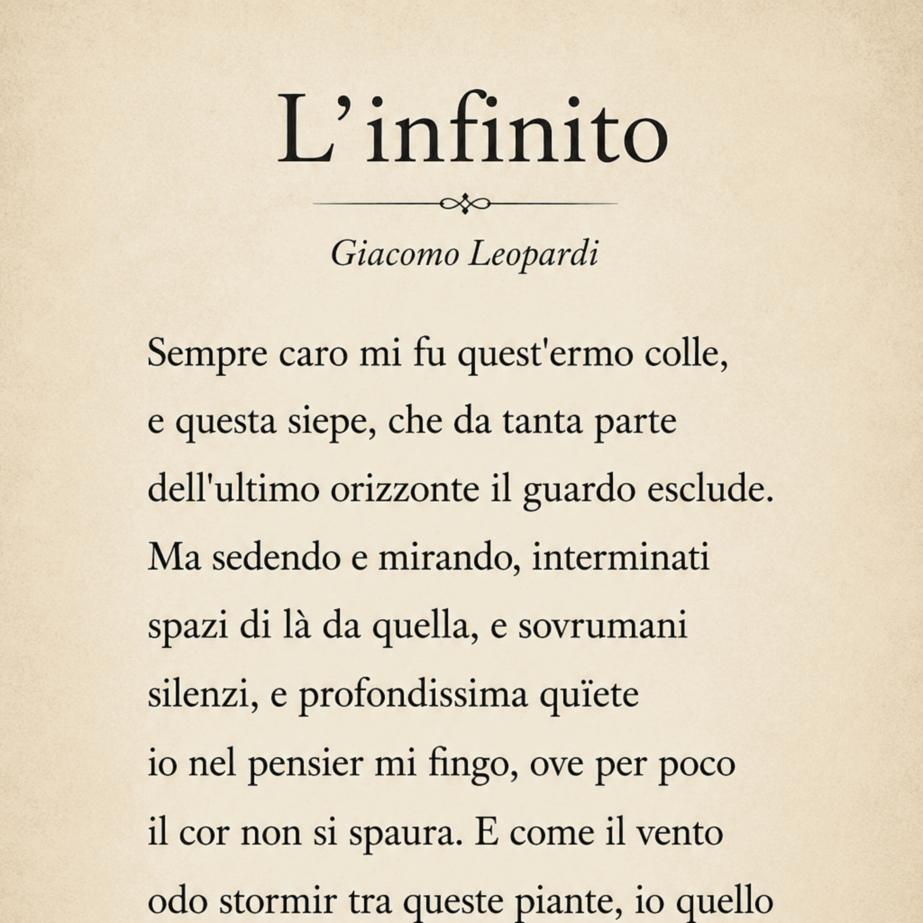Giacomo Leopardi, L'infinito (Poesia)