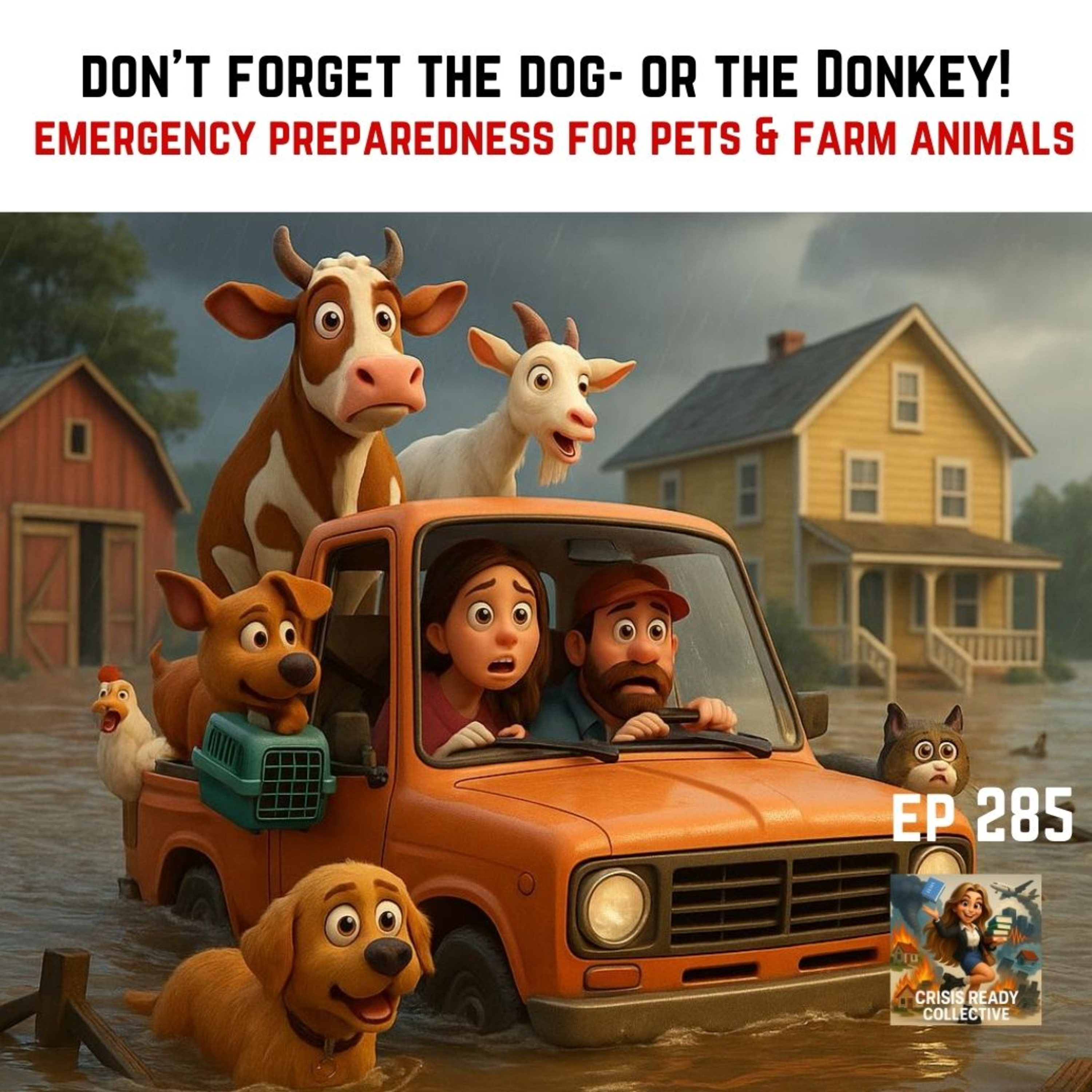 DON'T FORGET THE DOG..... OR THE DONKEY! EMERGENCY PREPAREDNESS FOR PETS & FARM ANIMALS | Episode 285 episode artwork