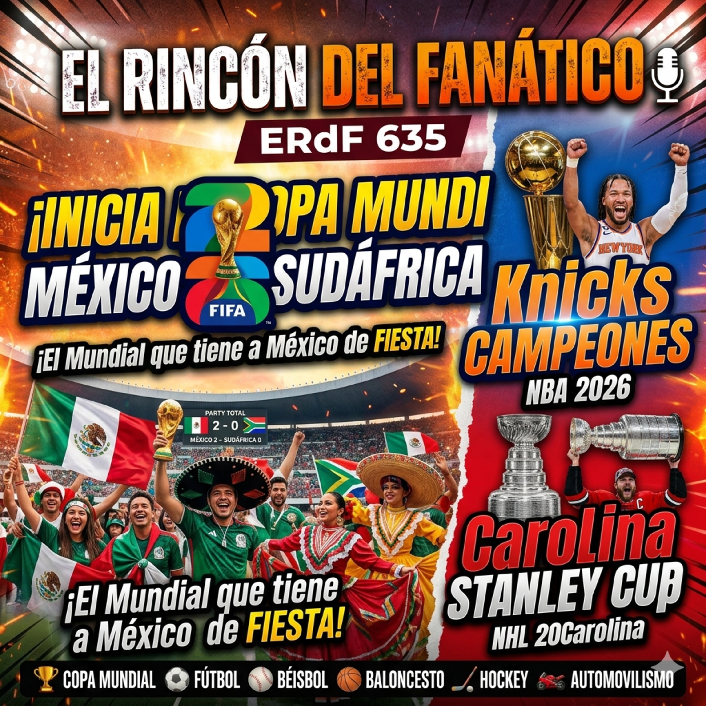 ERdF 635 - ¡INICIA LA COPA MUNDIAL 2026, MÉXICO 2-0 SUDÁFRICA! Knicks CAMPEONES, Carolina Stanley Cup y el Mundial que tiene a México de FIESTA 🏆⚽⚾🏀🏒🏎️ episode artwork