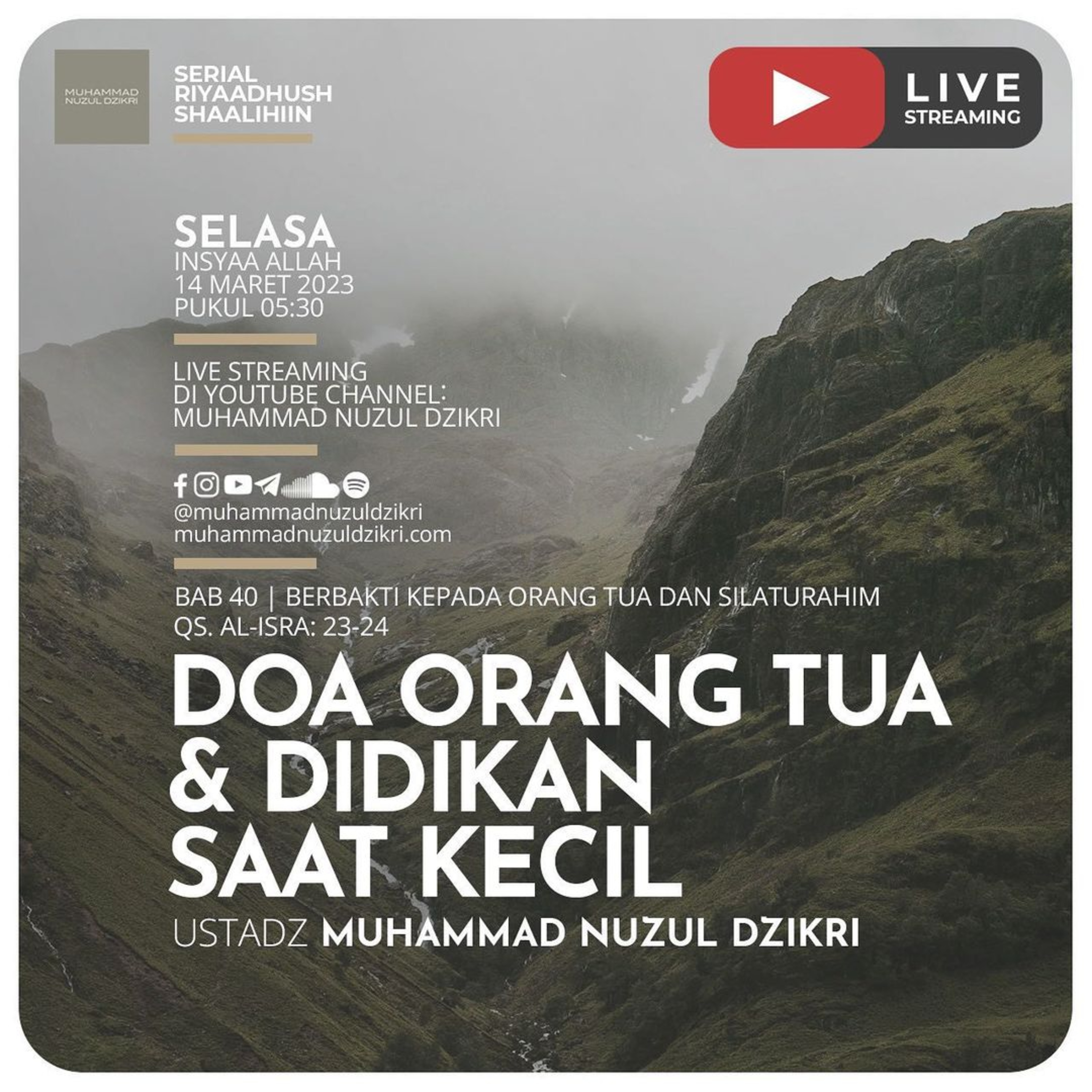 Riyaadush Shaalihiin 1010. "DOA ORANG TUA & DIDIKAN SAAT KECIL"