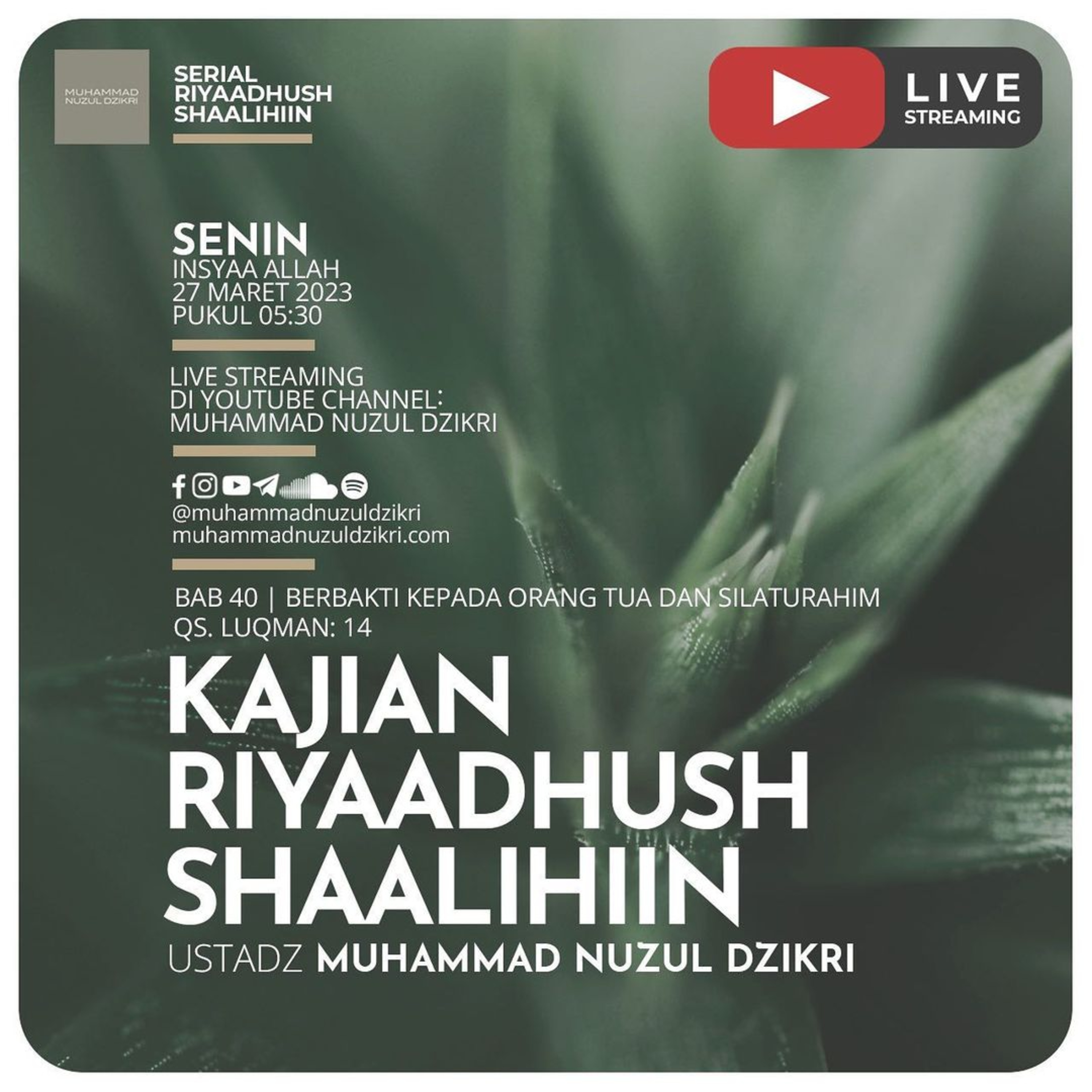 Riyaadush Shaalihiin 1023. "TIGA AMALAN YANG PALING DICINTAI ALLAH"