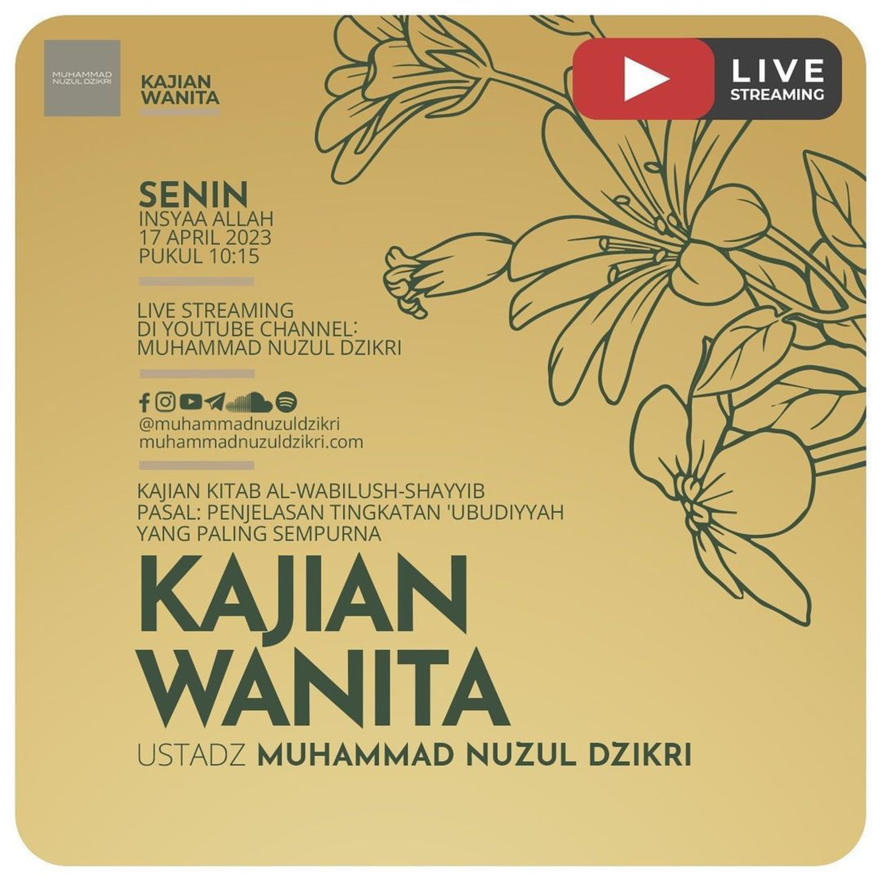 Kajian Wanita 128. "POTRET WANITA AHLI QIYAMUL LAIL" | Kitab Wabilush Shayyib
