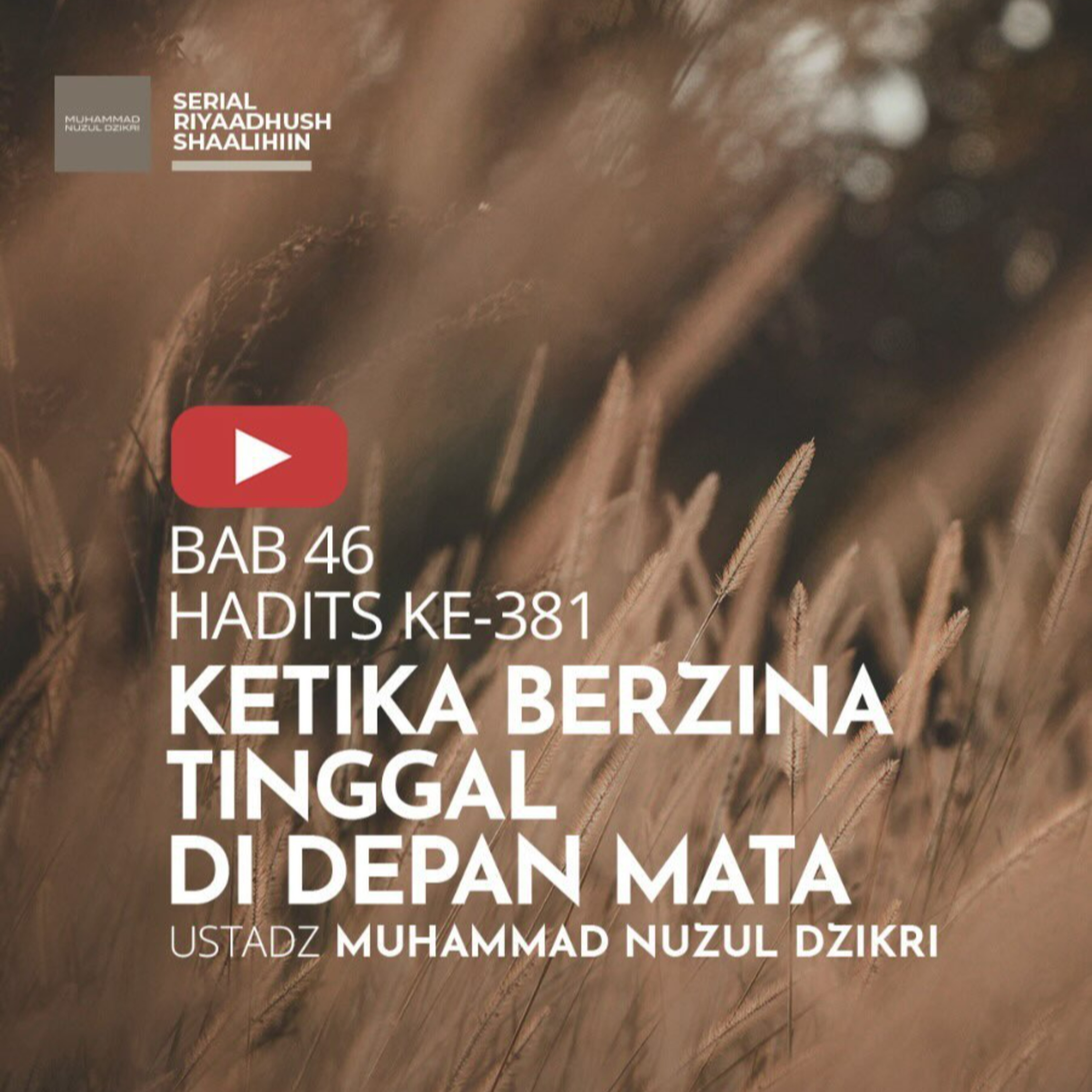 Potongan dari Kajian Rutin Riyaadhush Shaalihin 1565. KETIKA BERZINA TINGGAL DI DEPAN MATA