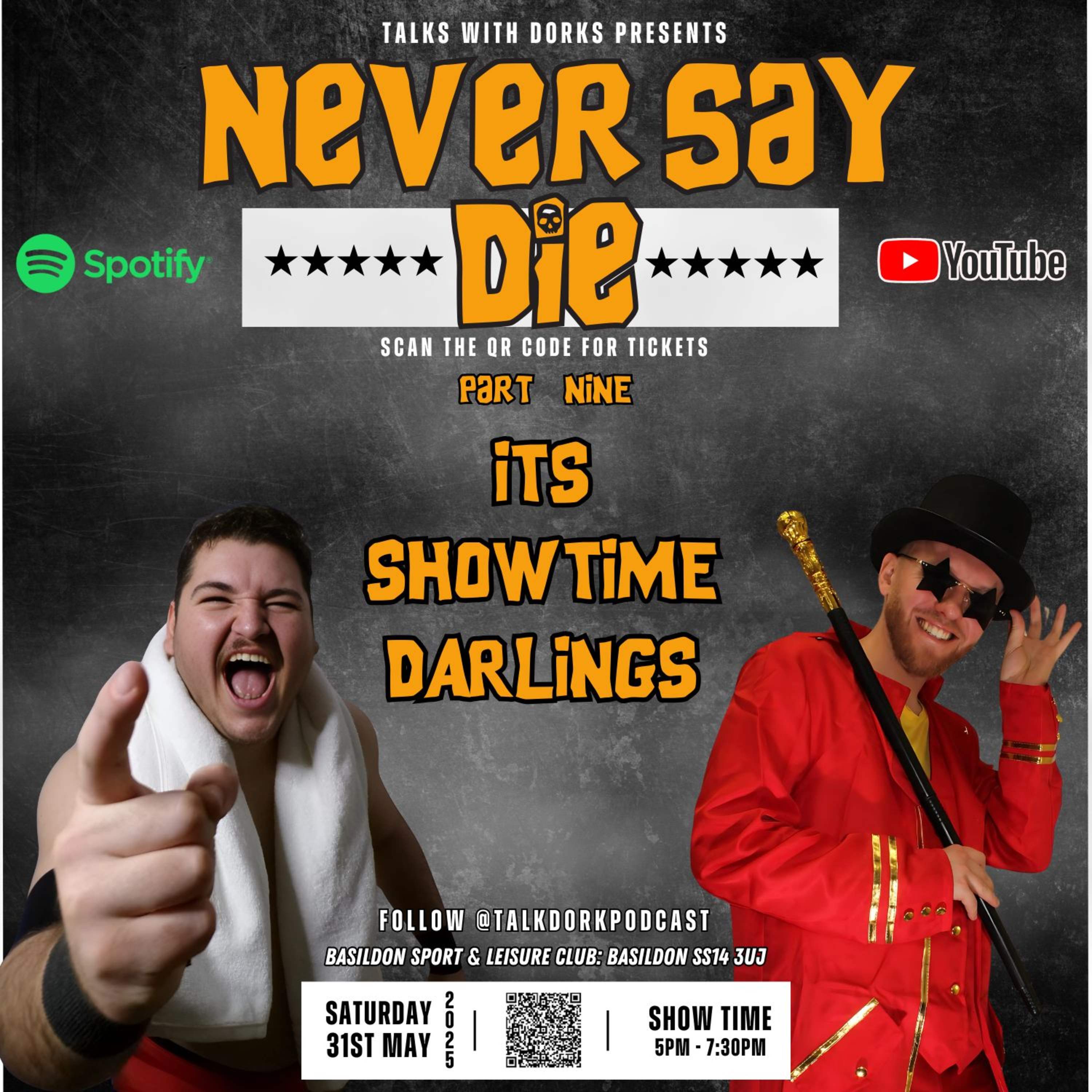 TALKS WITH DORKS PRESENTS NEVER SAY DIE: PART 9 IT'S SHOWTIME DARLINGS episode artwork