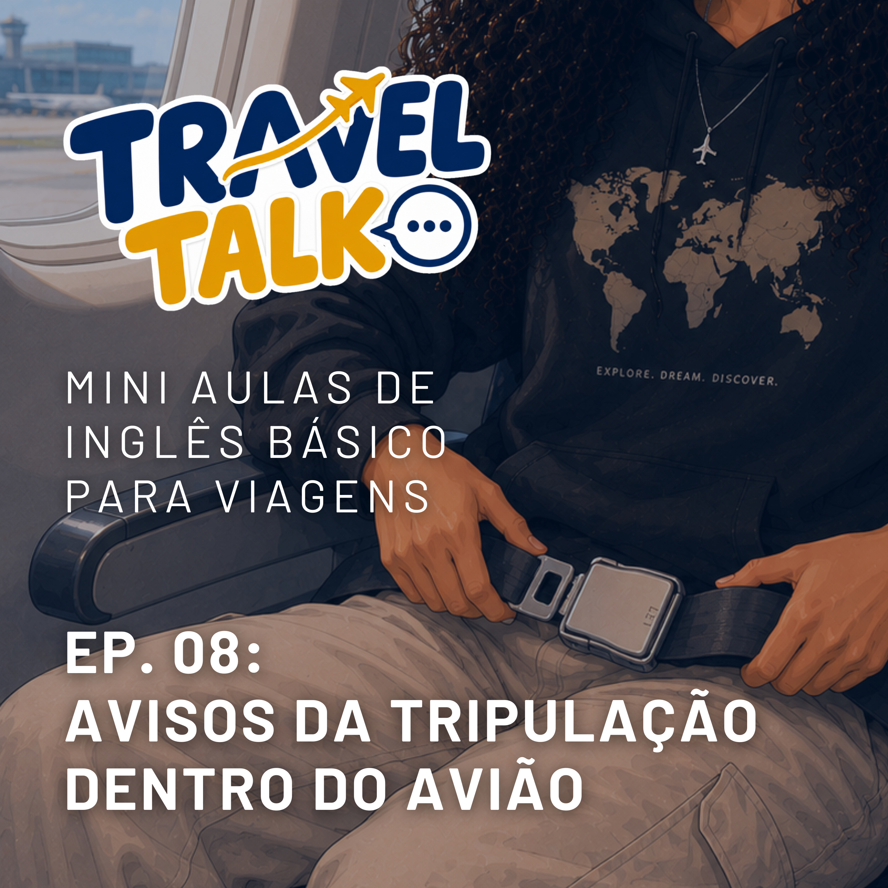 Avisos da tripulação dentro do avião