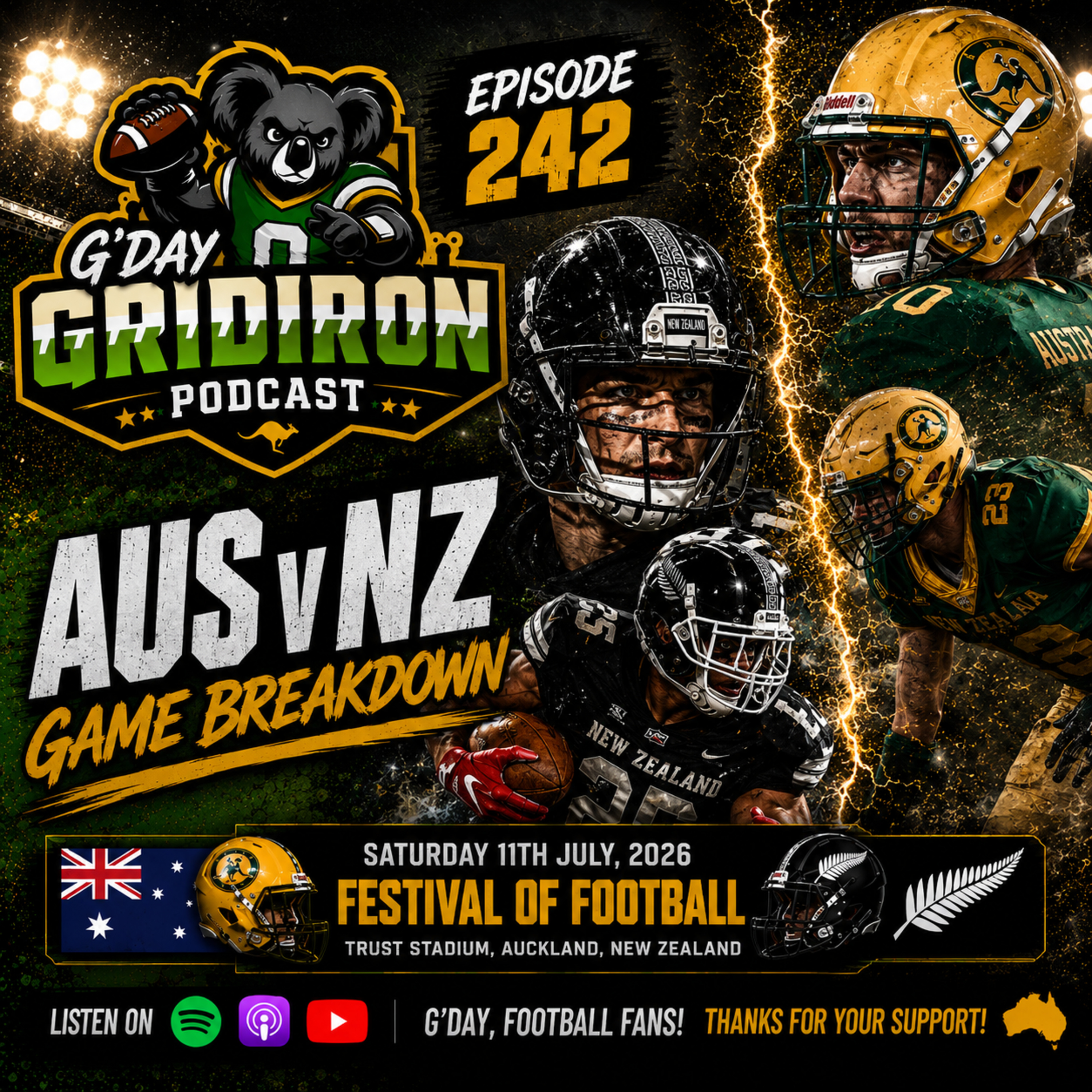 Gday Gridiron - AUS v NZ Mens Game Recap, Top 10 Burning Questions w/ Manjot! episode artwork