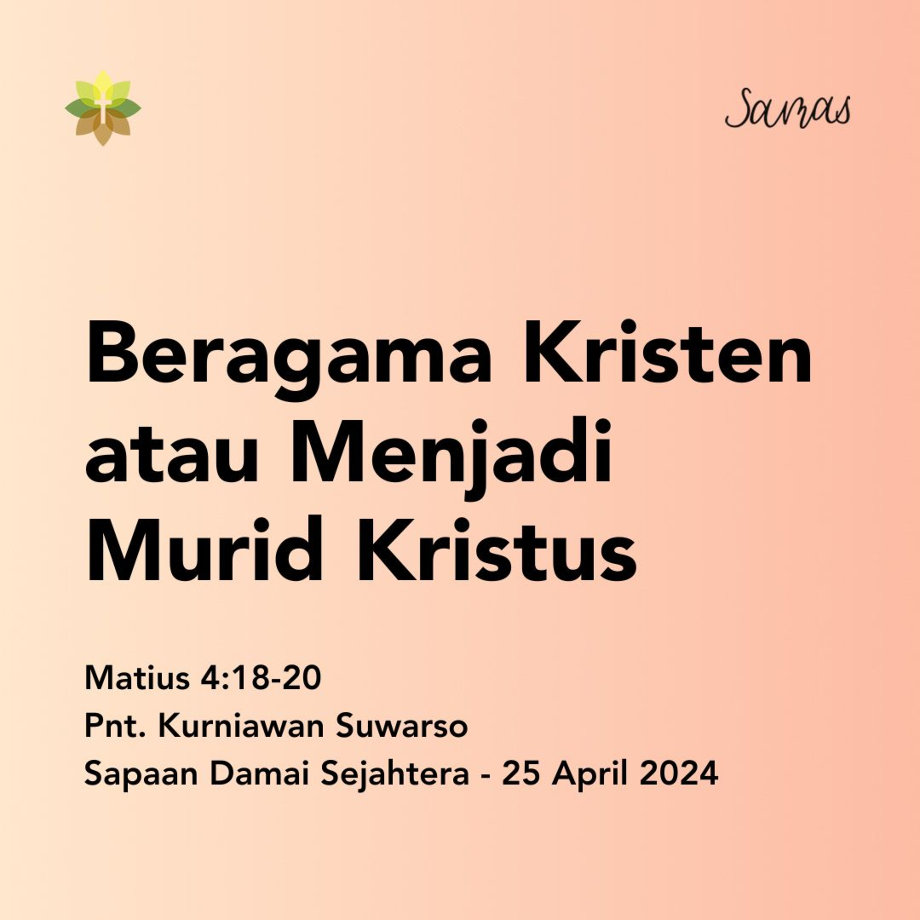 Beragama Kristen atau Menjadi Murid Kristus episode artwork