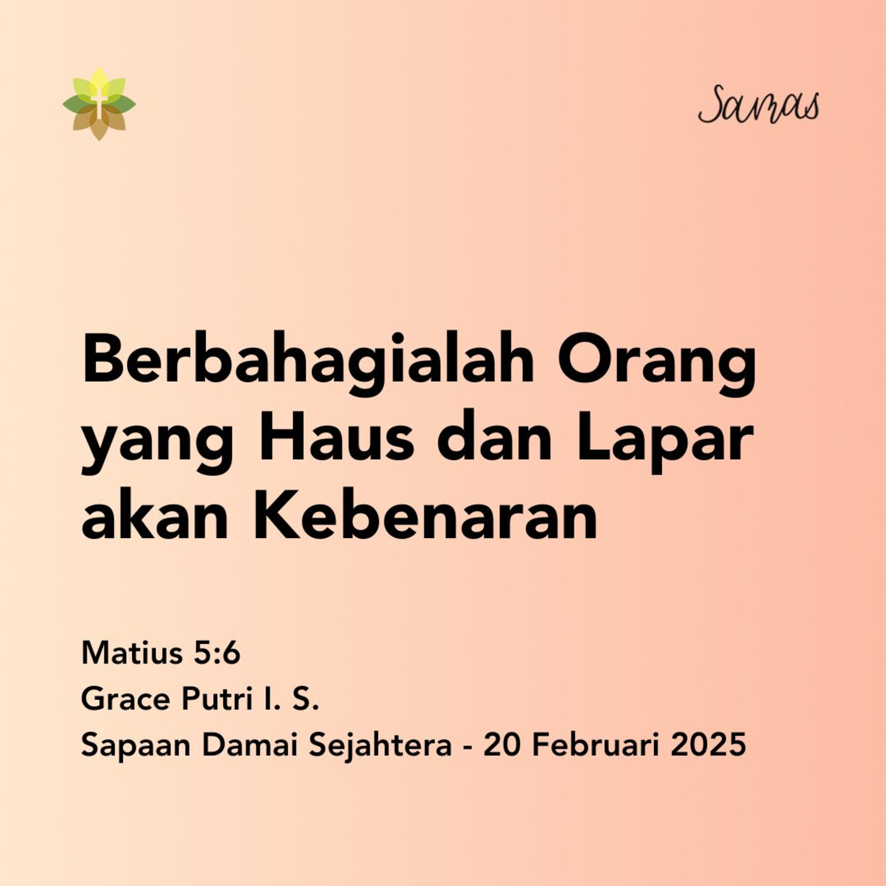 Berbahagialah Orang yang Haus dan Lapar akan Kebenaran  episode artwork