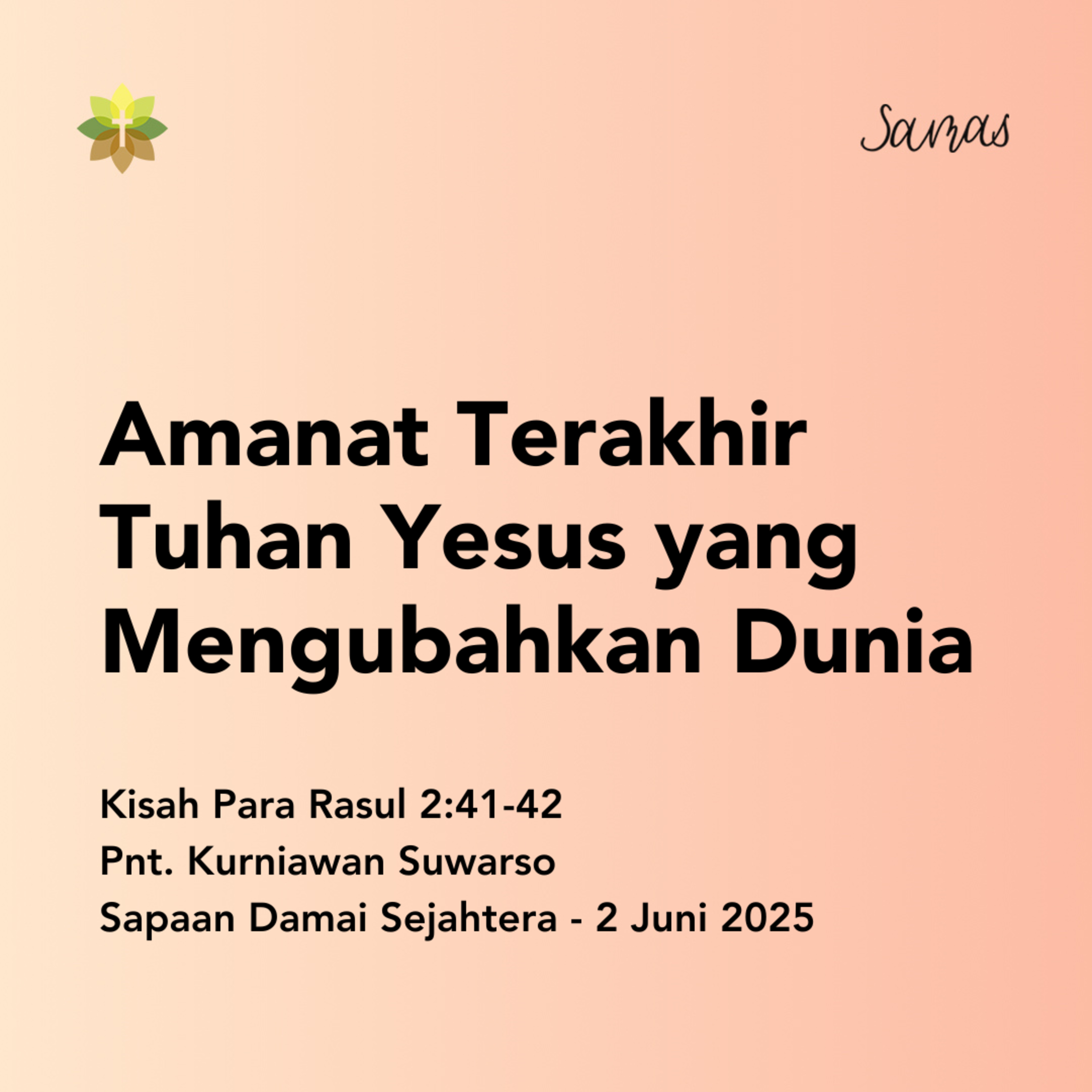 Amanat Terakhir Tuhan Yesus yang Mengubahkan Dunia episode artwork