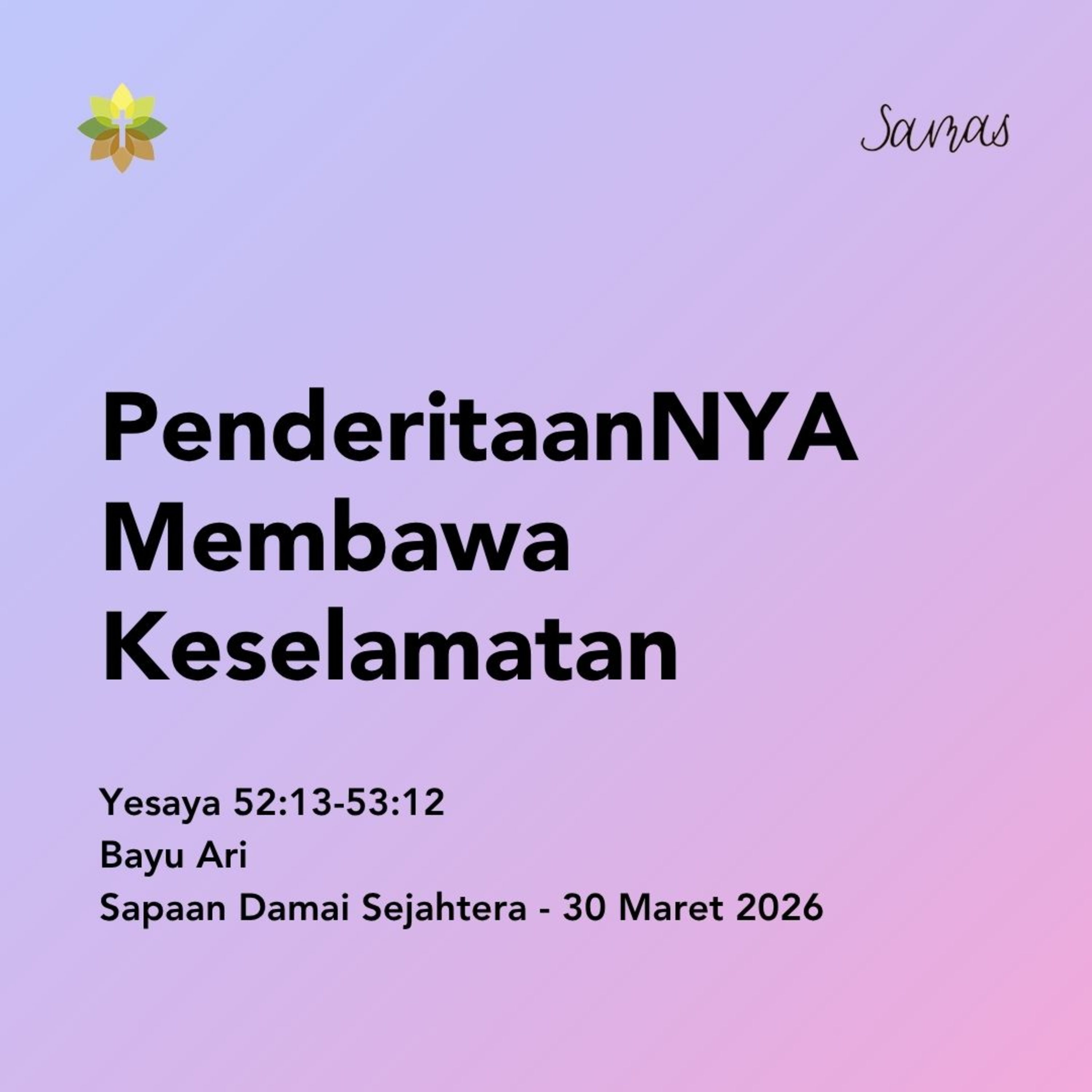 PenderitaanNYA Membawa Keselamatan episode artwork