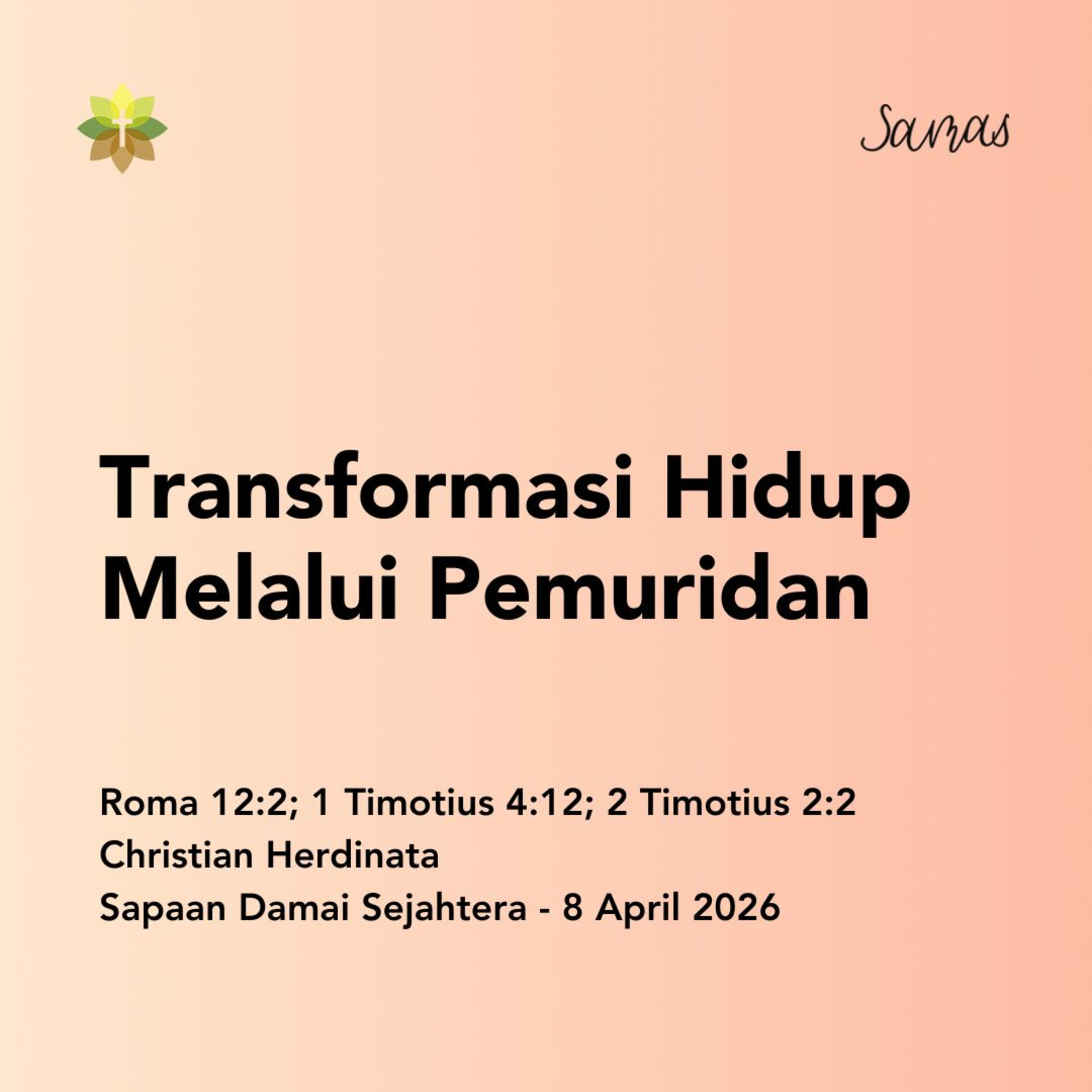 Transformasi Hidup Melalui Pemuridan episode artwork