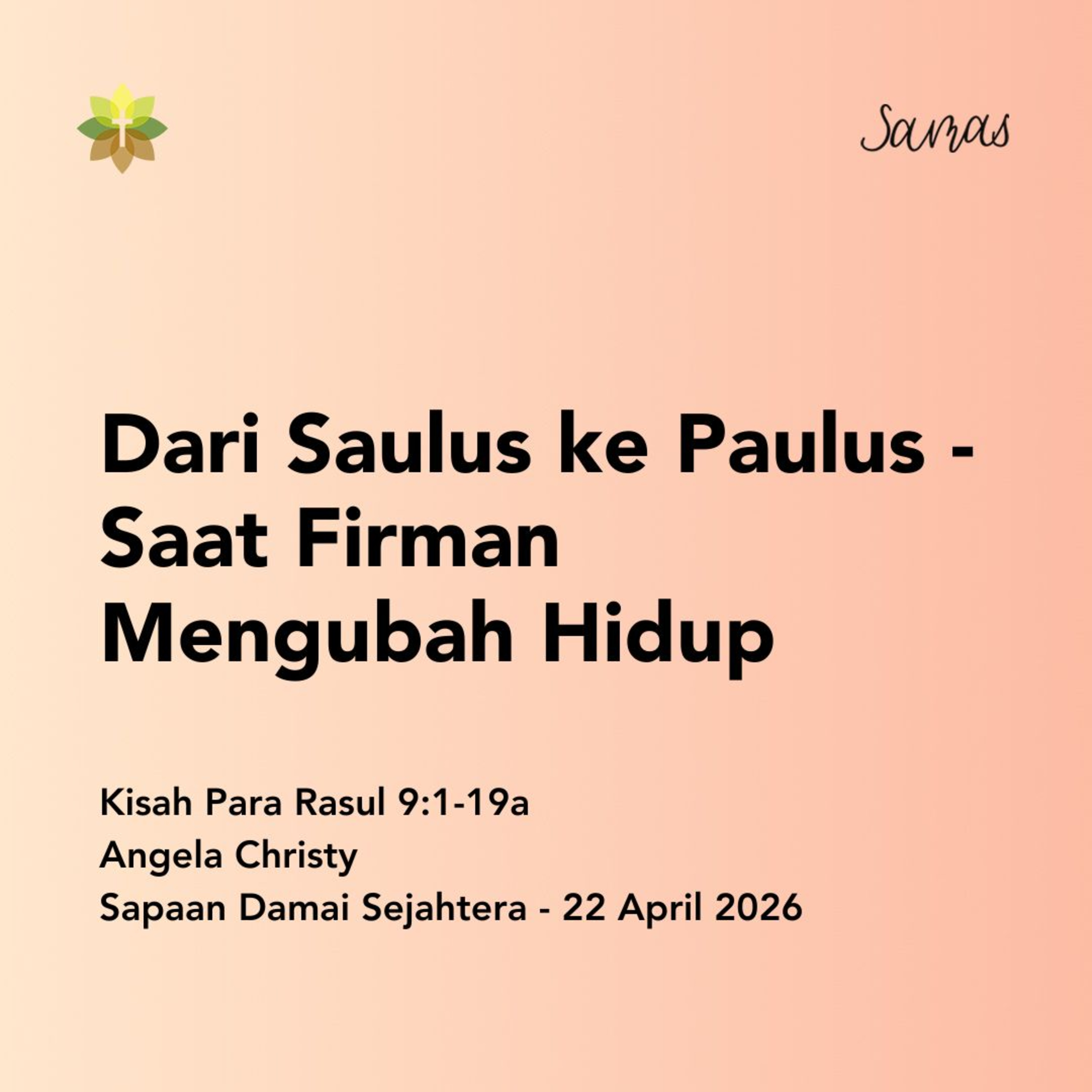 Dari Saulus ke Paulus - Saat Firman Mengubah Hidup episode artwork