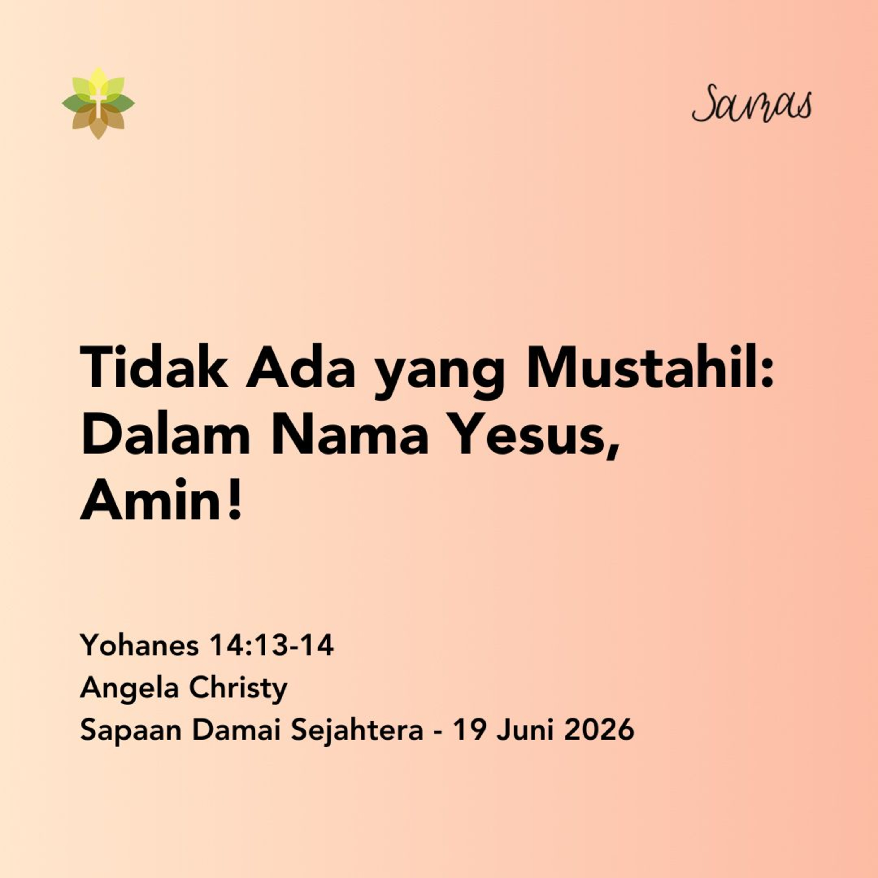 Tidak Ada yang Mustahil: Dalam Nama Yesus, Amin! episode artwork