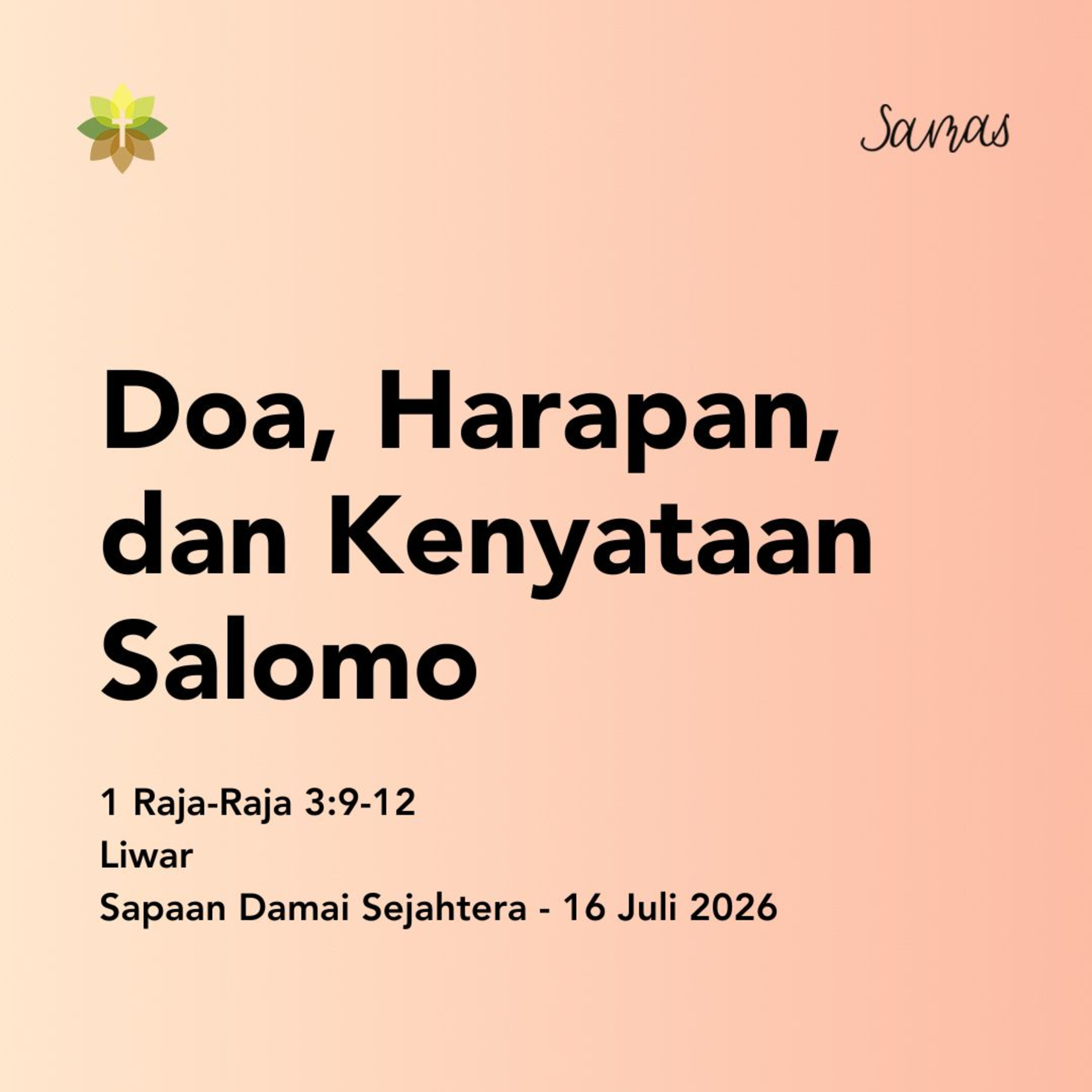 Doa, Harapan, dan Kenyataan Salomo episode artwork