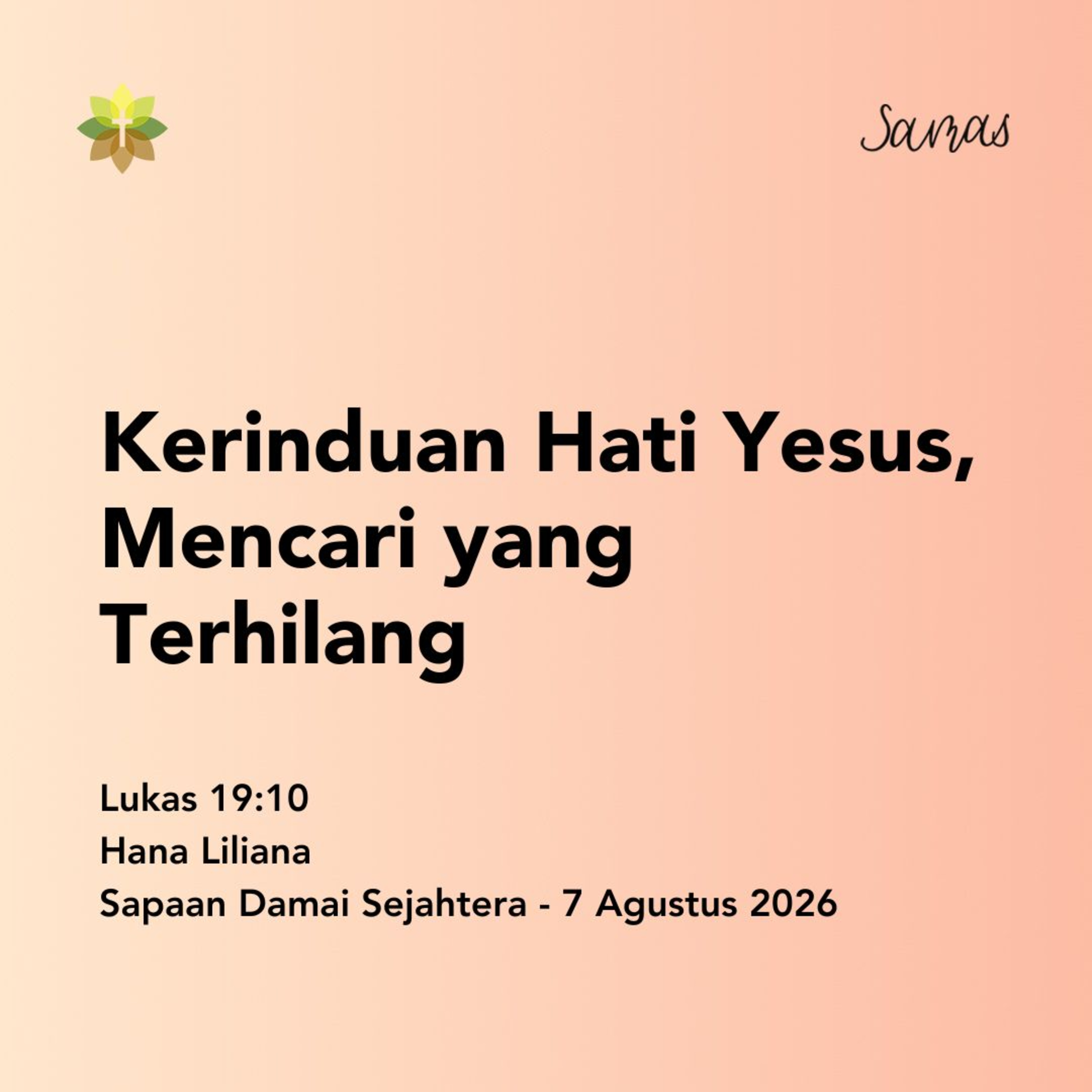 Kerinduan Hati Yesus, Mencari yang Terhilang episode artwork