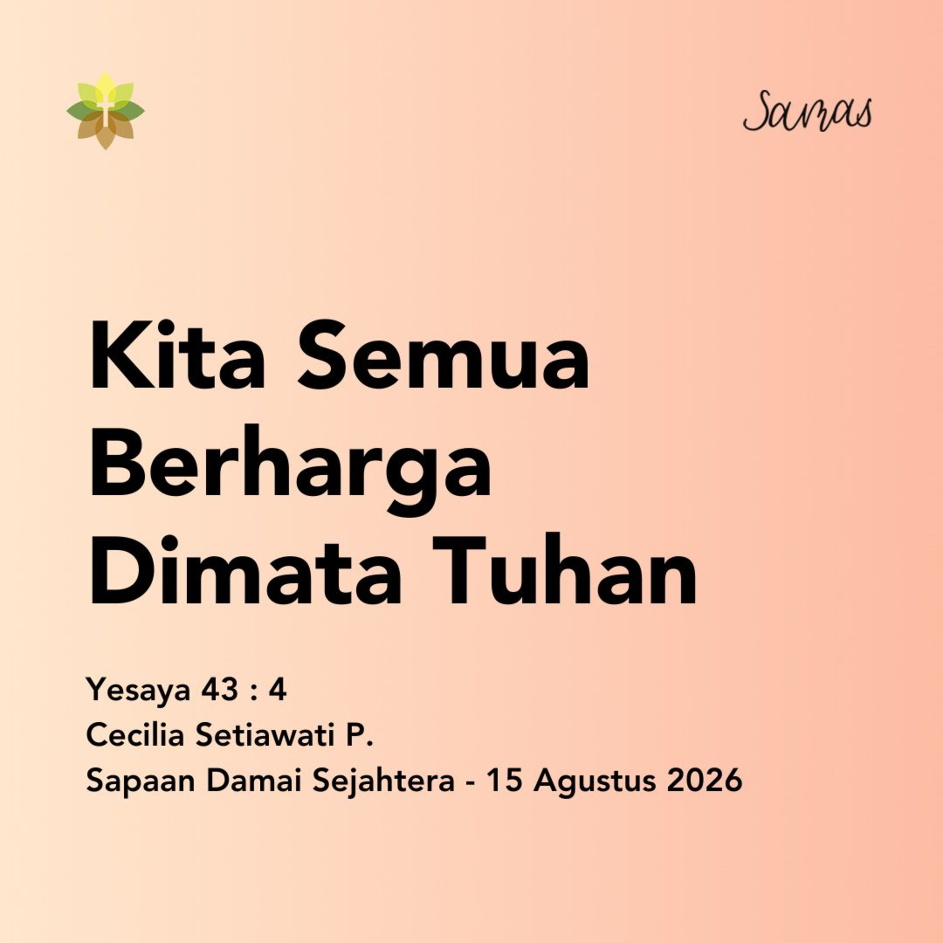 Kita Semua Berharga Dimata Tuhan episode artwork