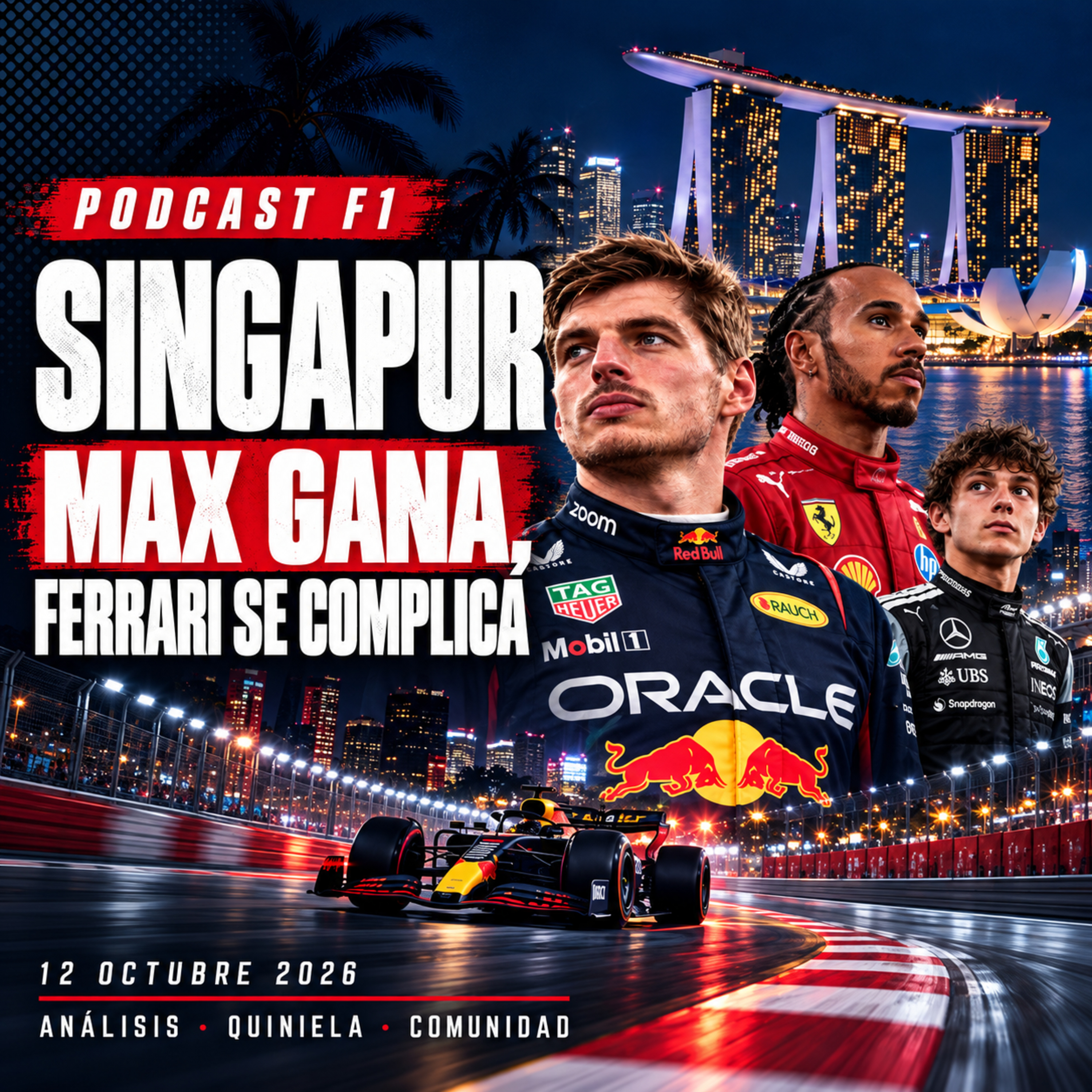 🏁 Max gana en Singapur… y Ferrari se complica.