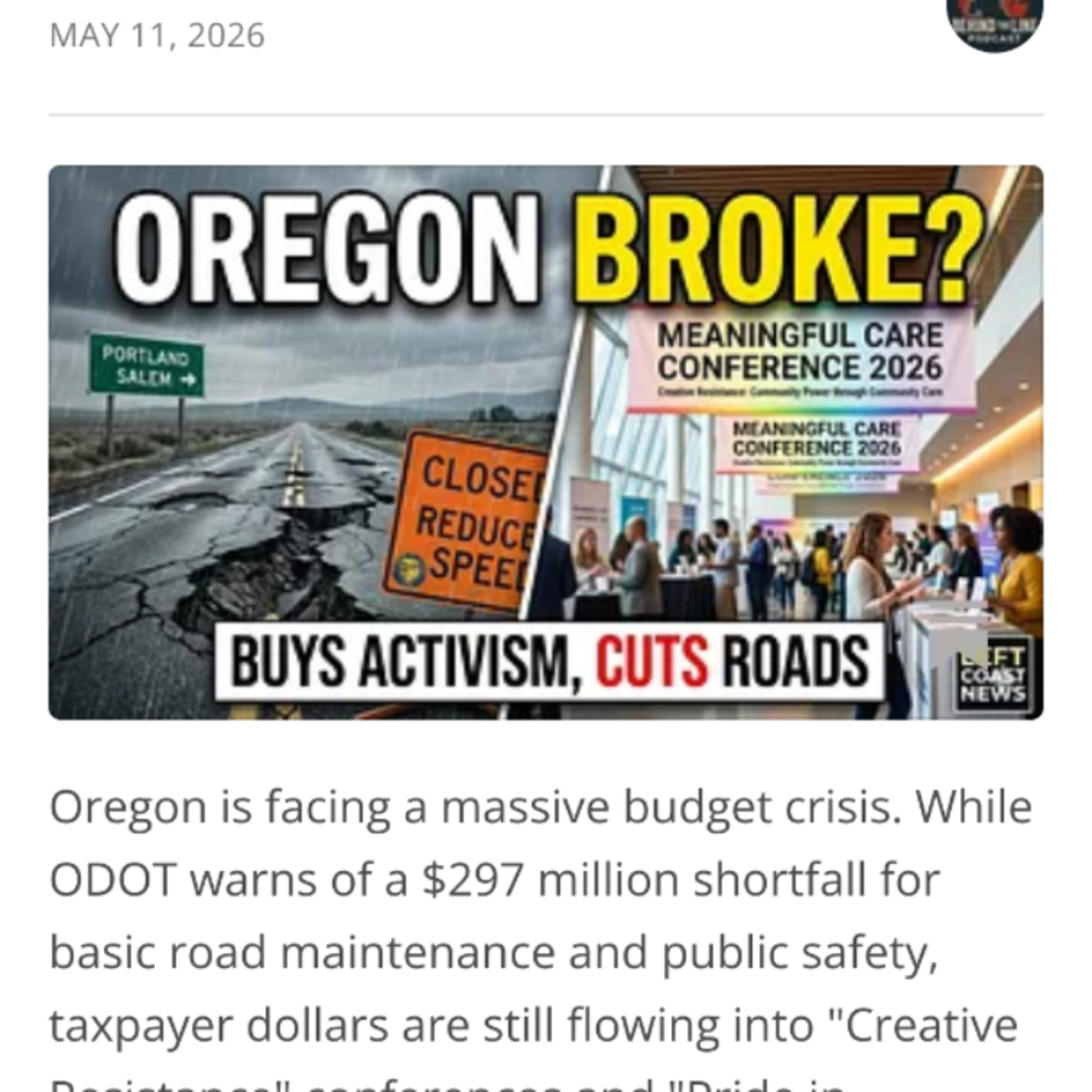 Oregon is BROKE? Why Taxpayers are Funding “Creative Resistance” Instead of Roads