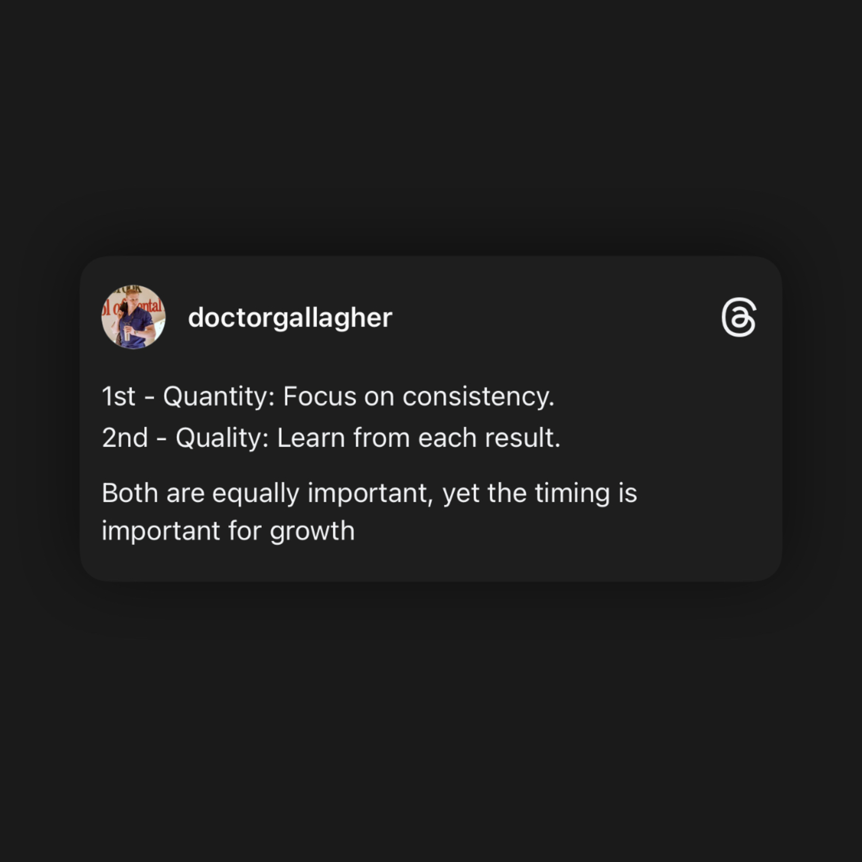 *Quantity 1st; Quality 2nd*