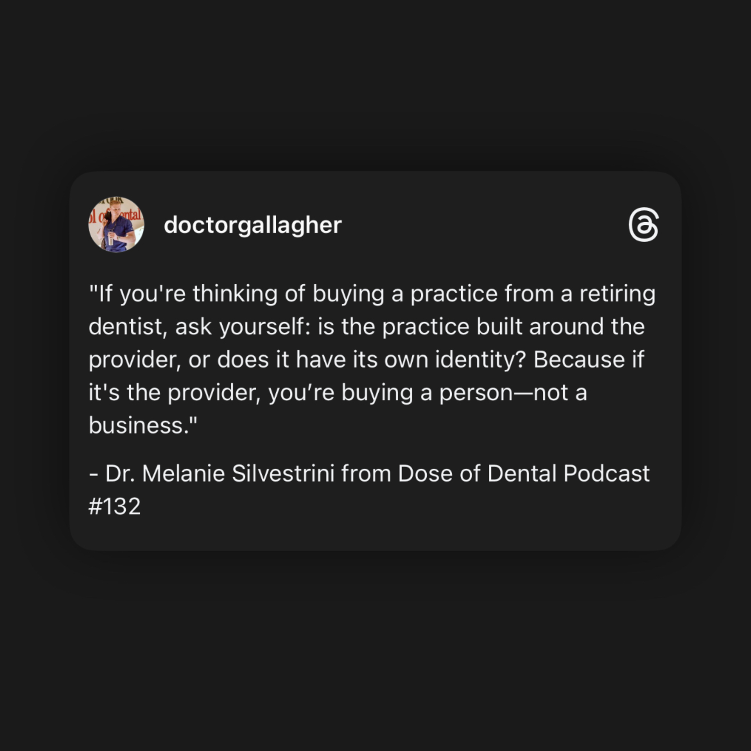 *Dr. Melanie Silvestrini Quote on Branding Practice vs. Provider*