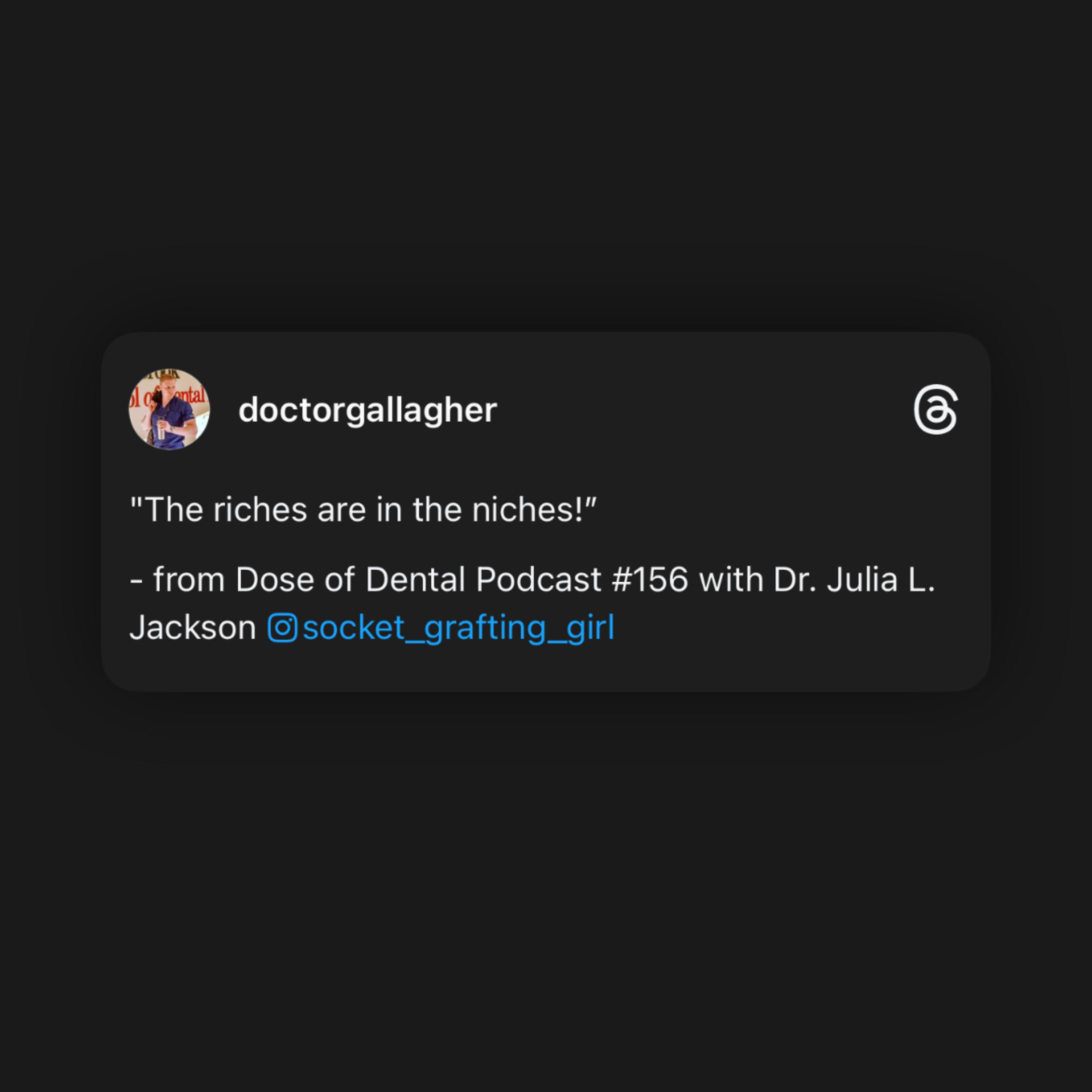* “The Riches Are In The Niches!” *