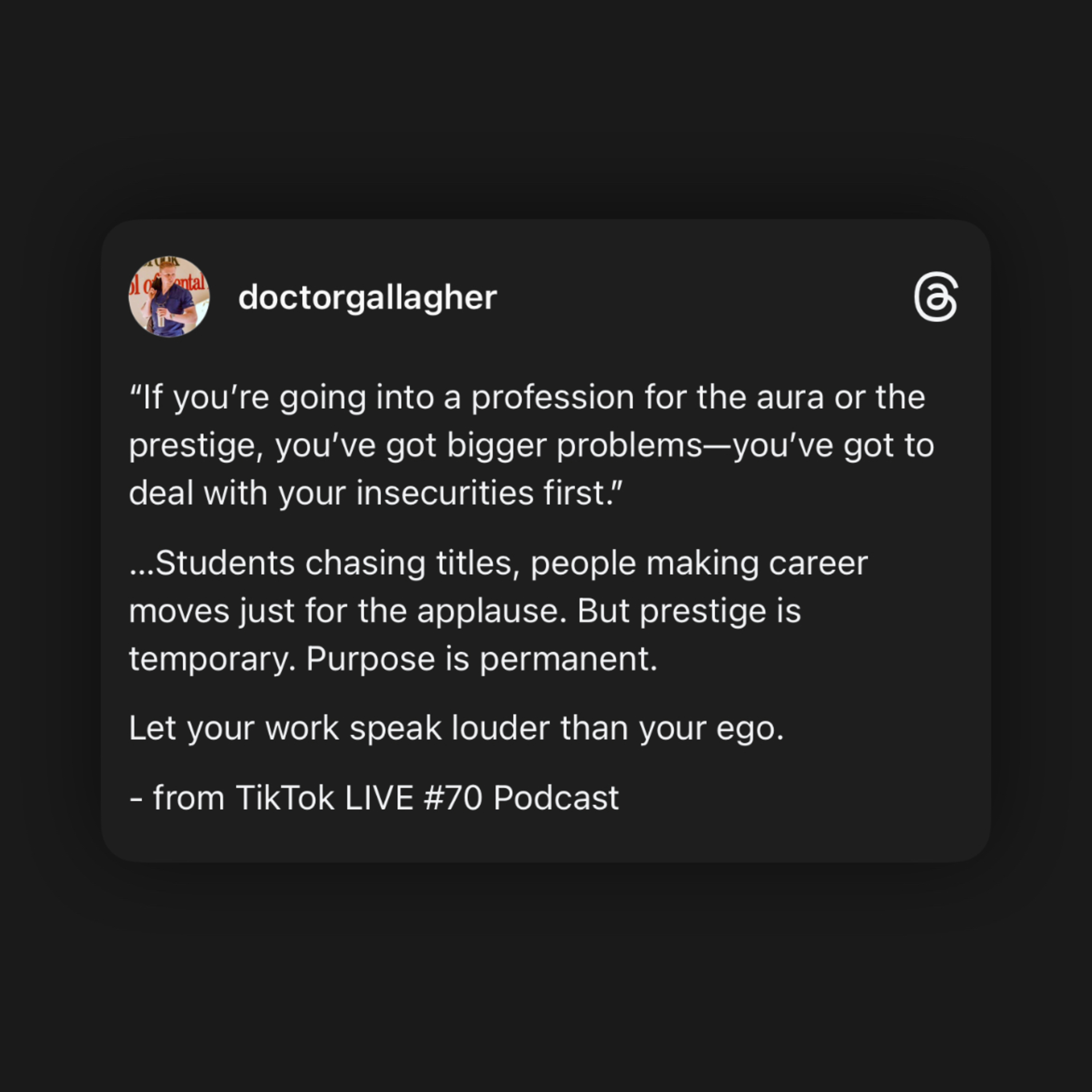 * “Going Into A Profession For “Aura” Is An Insecurity” *