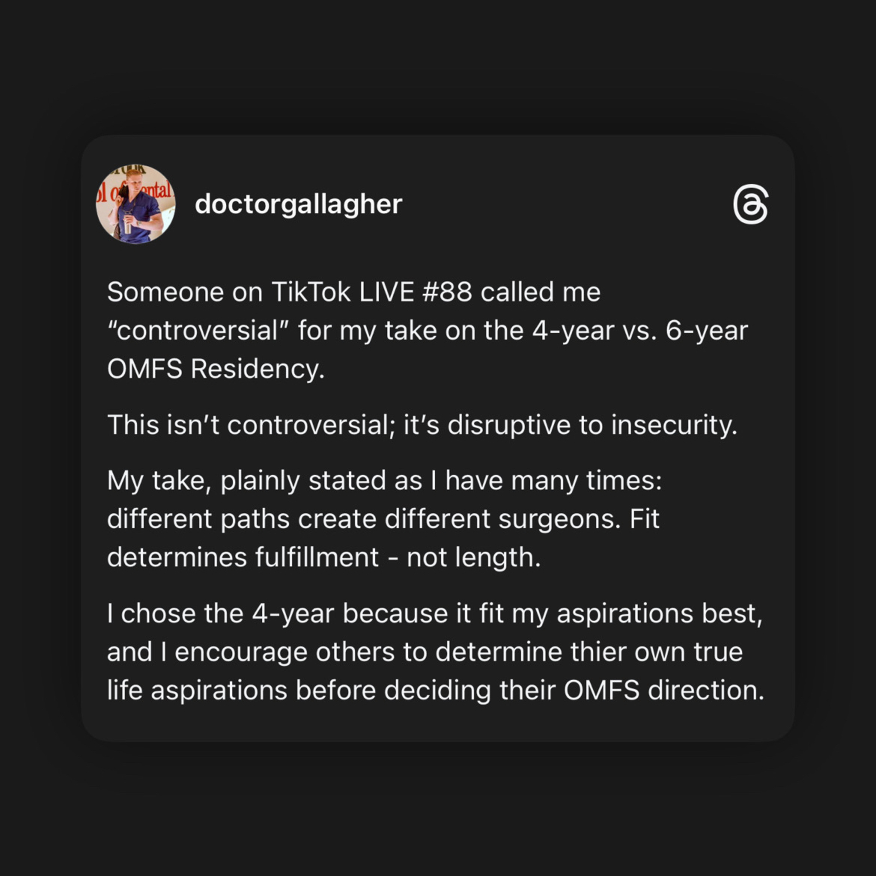 Someone called me “controversial” for my take on the 4-year vs. 6-year OMFS Residency 🧐