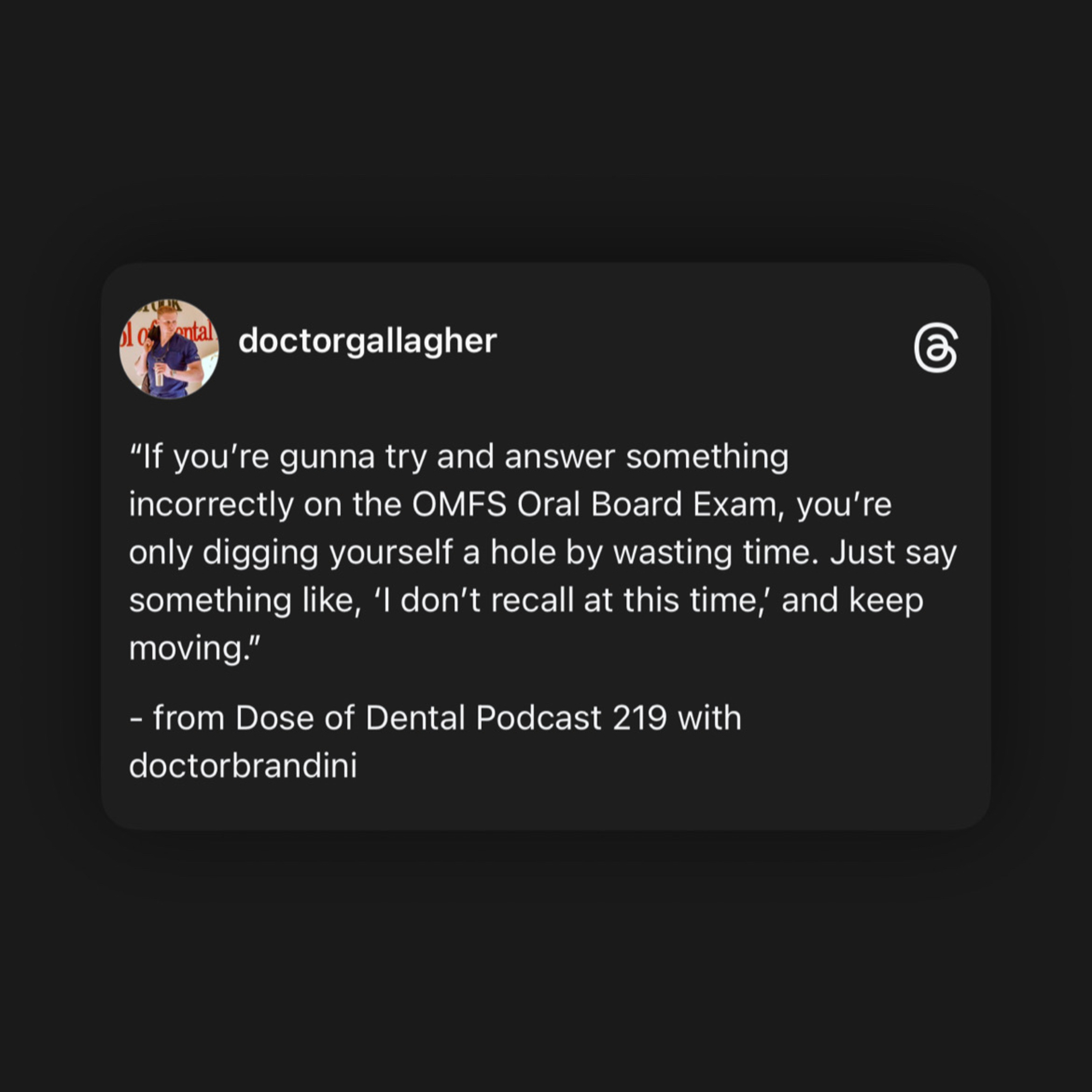 “Attempting to answer incorrectly on the OMFS Oral Board Exam is only digging yourself a hole…” episode artwork