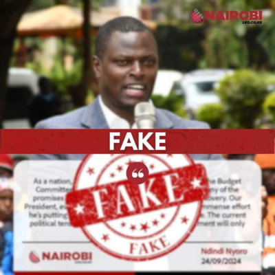 FAKE: This digital card purportedly quoting MP Ndindi Nyoro isn’t from Nairobi Leo