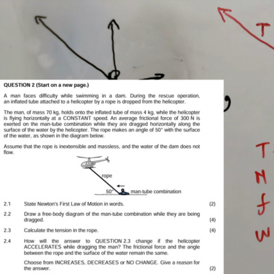 PHYSICS: NEWTON'S FIRST LAW, FREE-BODY DIAGRAM, CALCULATING TENSION OF A ROPE, CONSTANT SPEED/VEOCITY